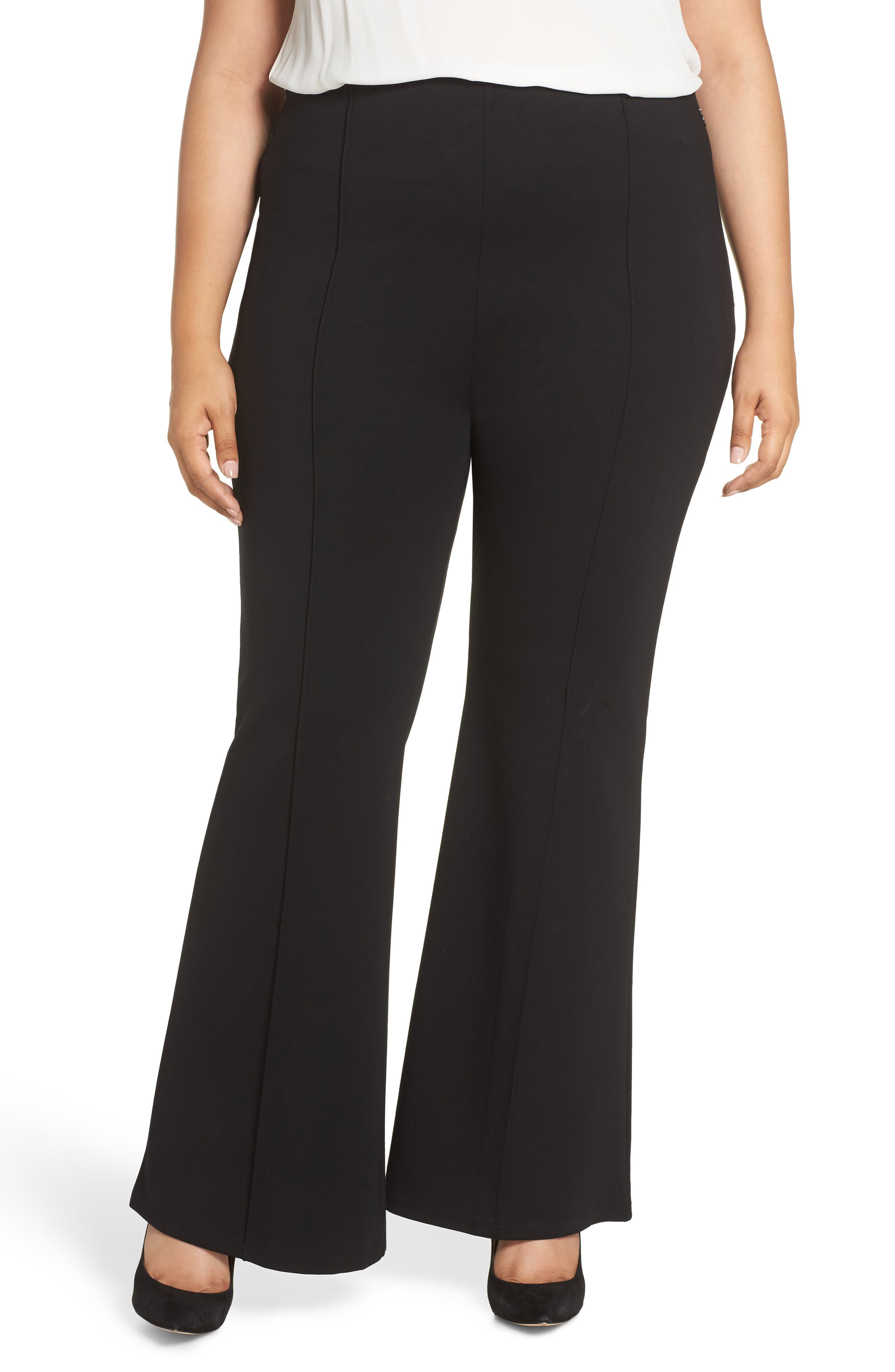 Plus Size Leith High Waist Flare Leg Pants, Black