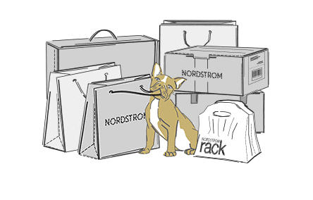 Stack of Nordstrom boxes and bags.