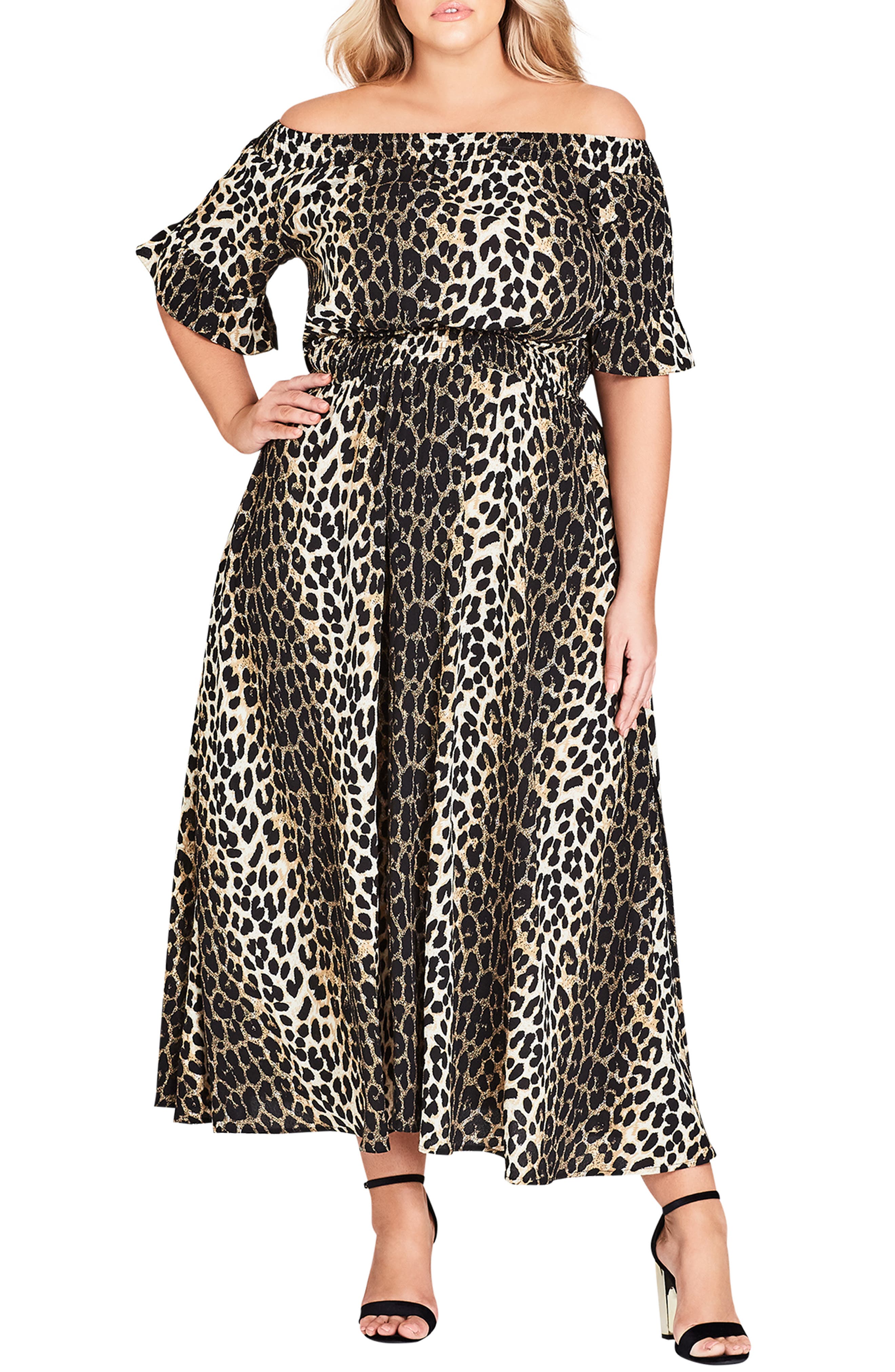 Plus Size City Chic Animal Essence Maxi Dress, White