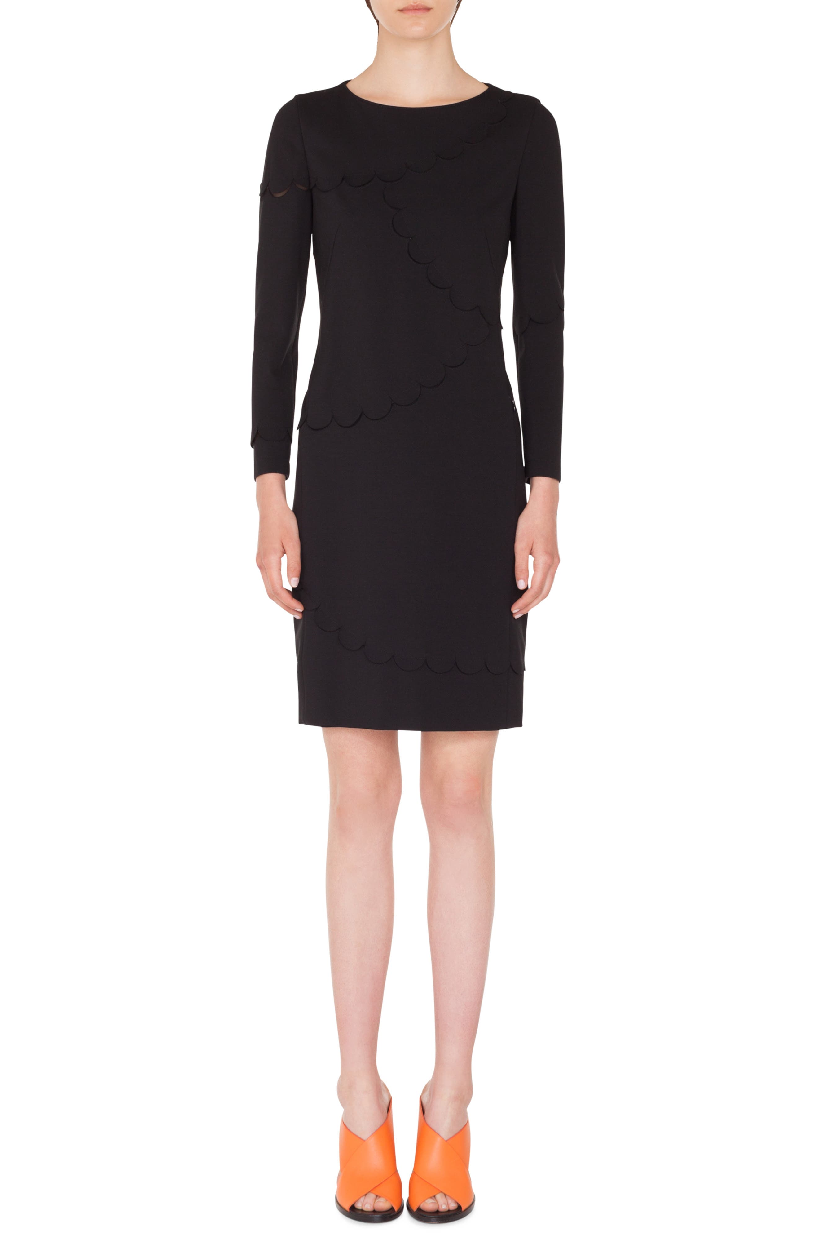 Akris Punto Scallop Detail Dress, Black