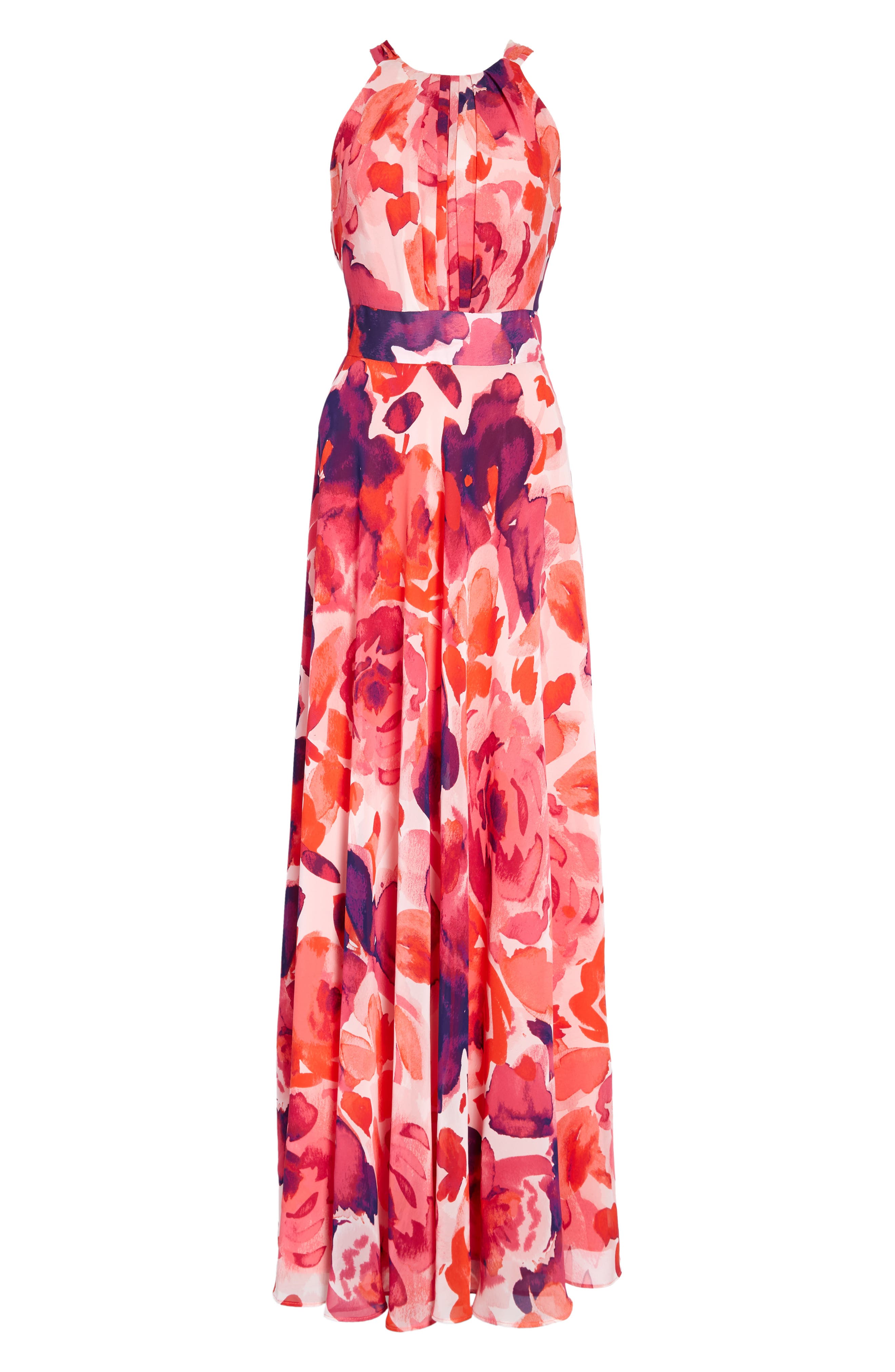Eliza J Floral Print Halter Maxi Dress