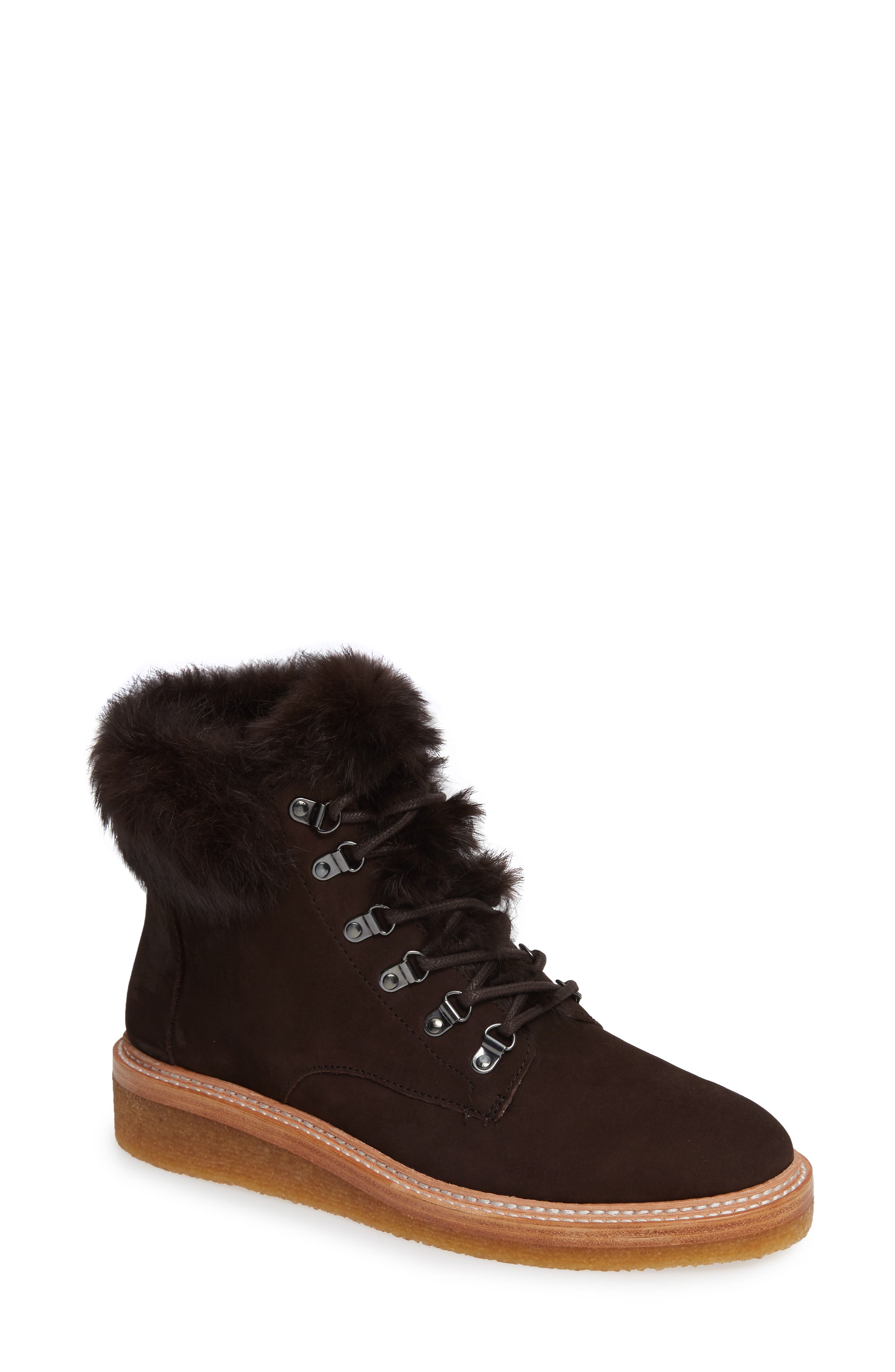 Botkier Winter Genuine Rabbit Fur Trim Boot- Brown