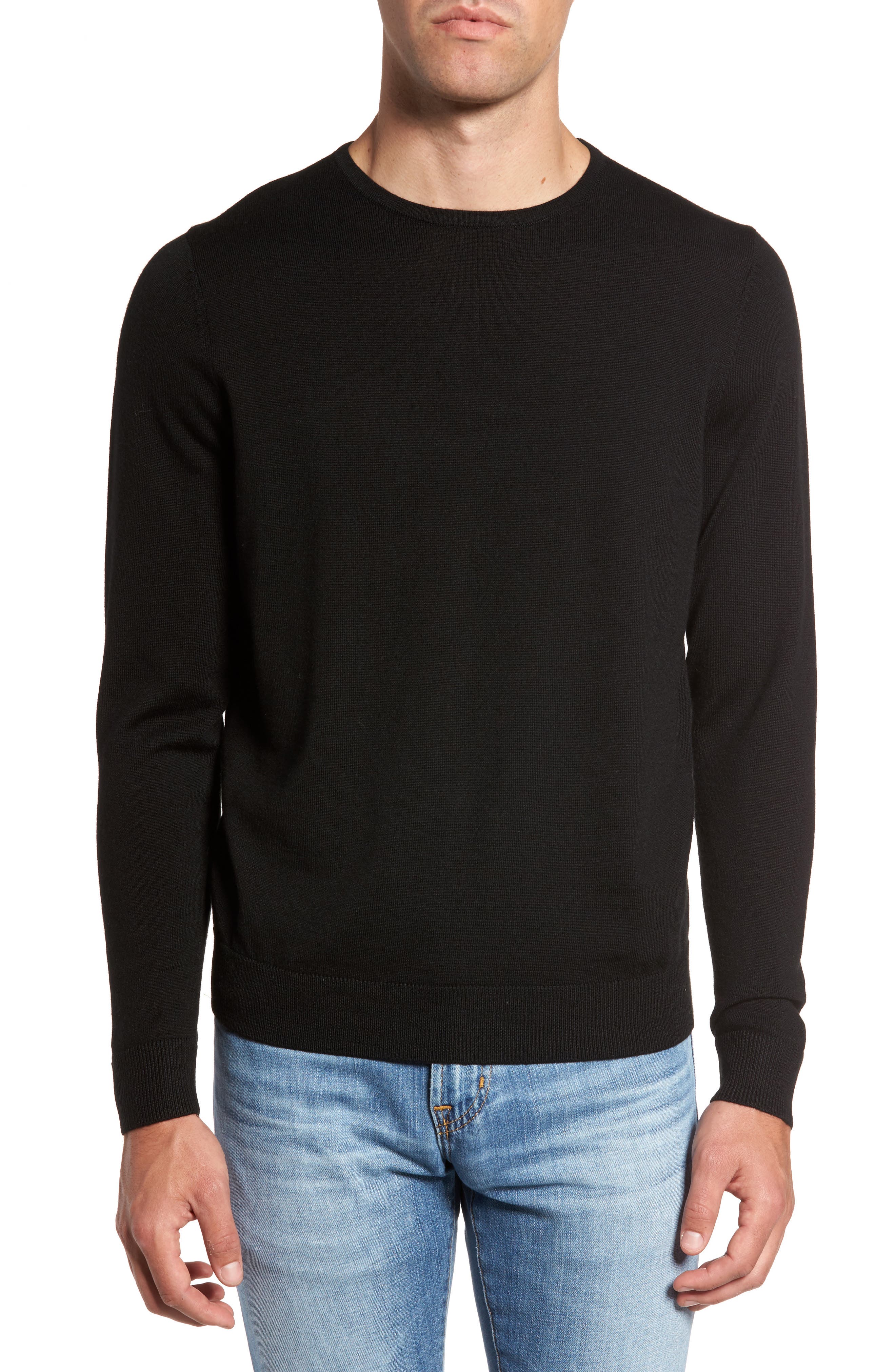 Nordstrom Shop Crewneck Merino Wool Sweater, Black