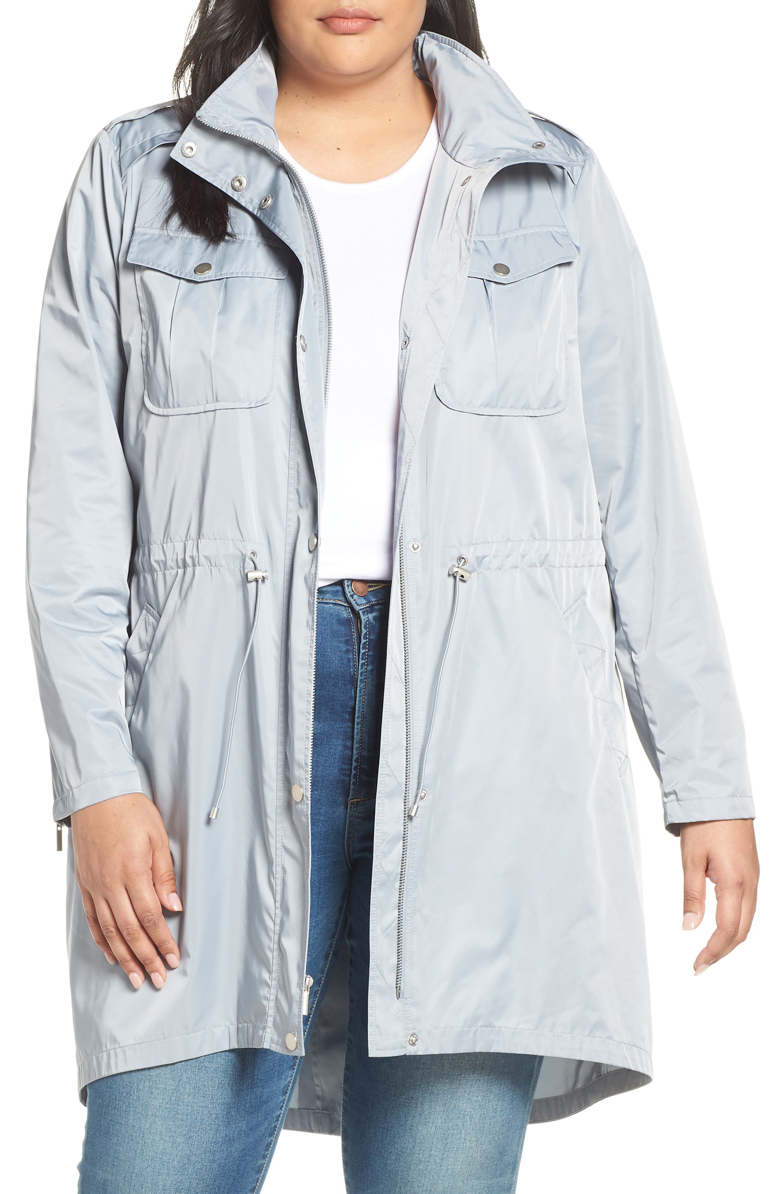 Plus Size Badgley Mischka Dakota Raincoat, Blue