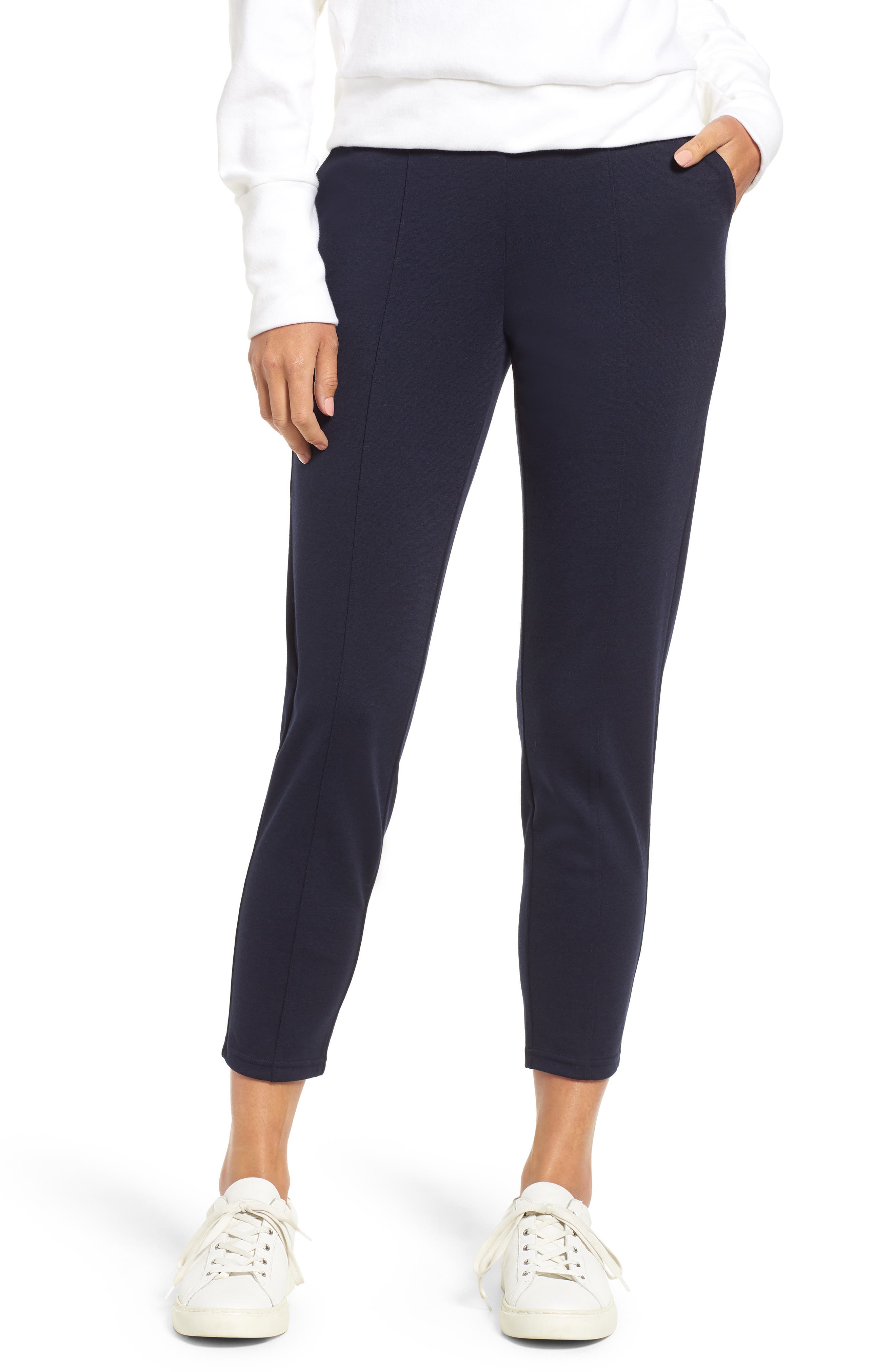 Hue Luxe Seamed Ponte Skimmer Leggings, Blue