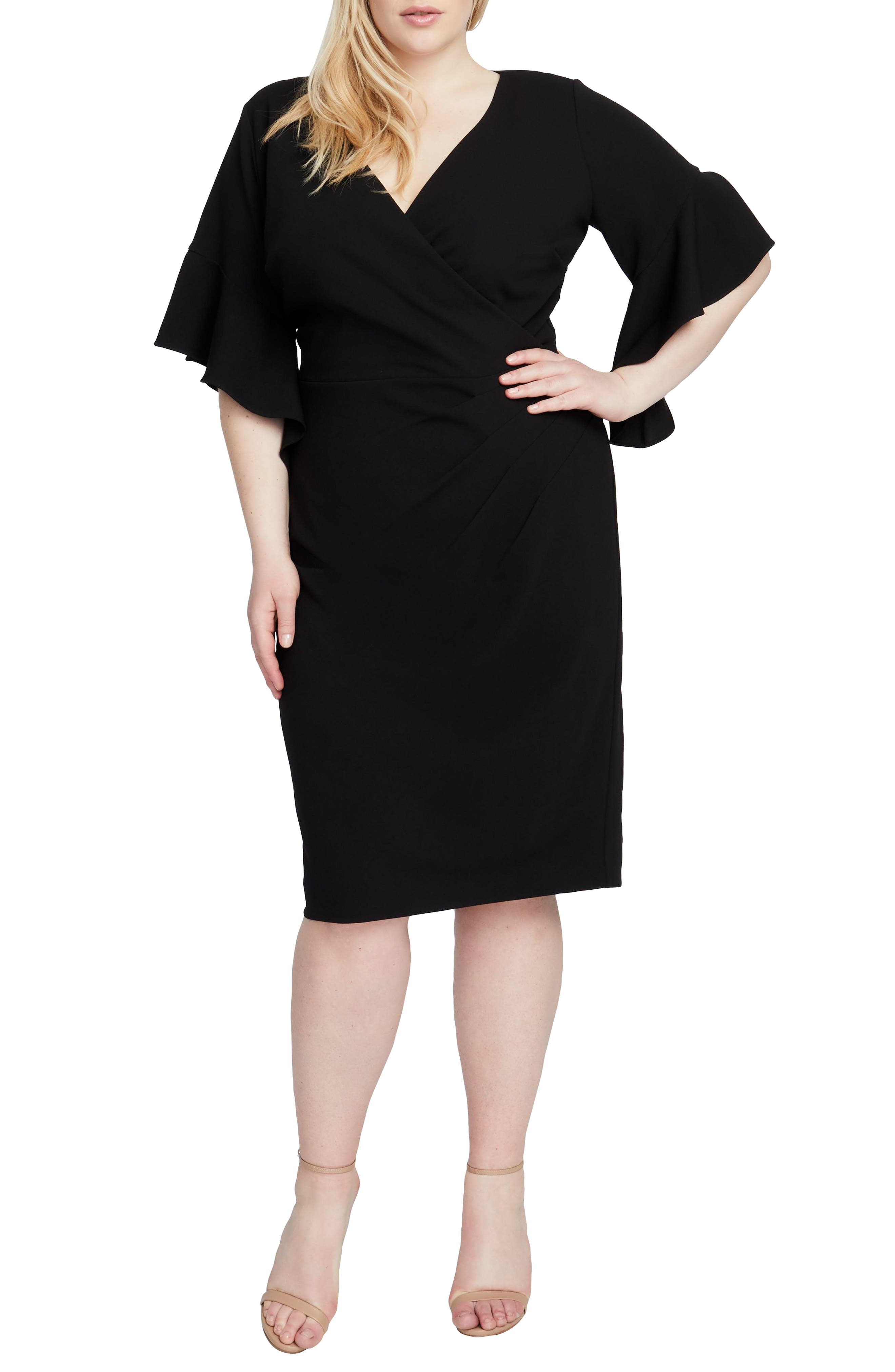 Plus Size Rachel Rachel Roy Ruffle Sleeve Midi Dress, Black