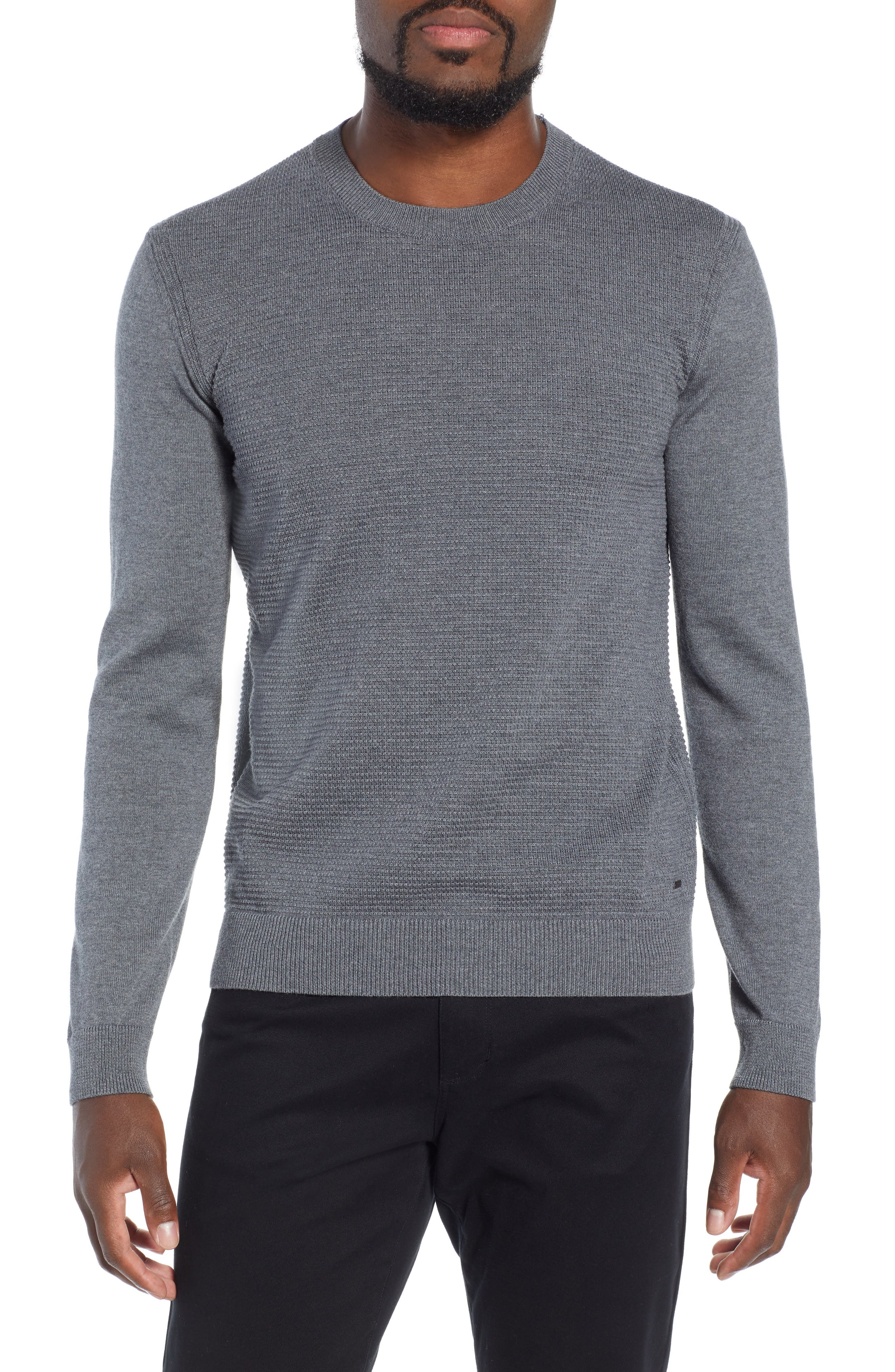 Boss Ellegri Regular Fit Wool Pullover, Grey