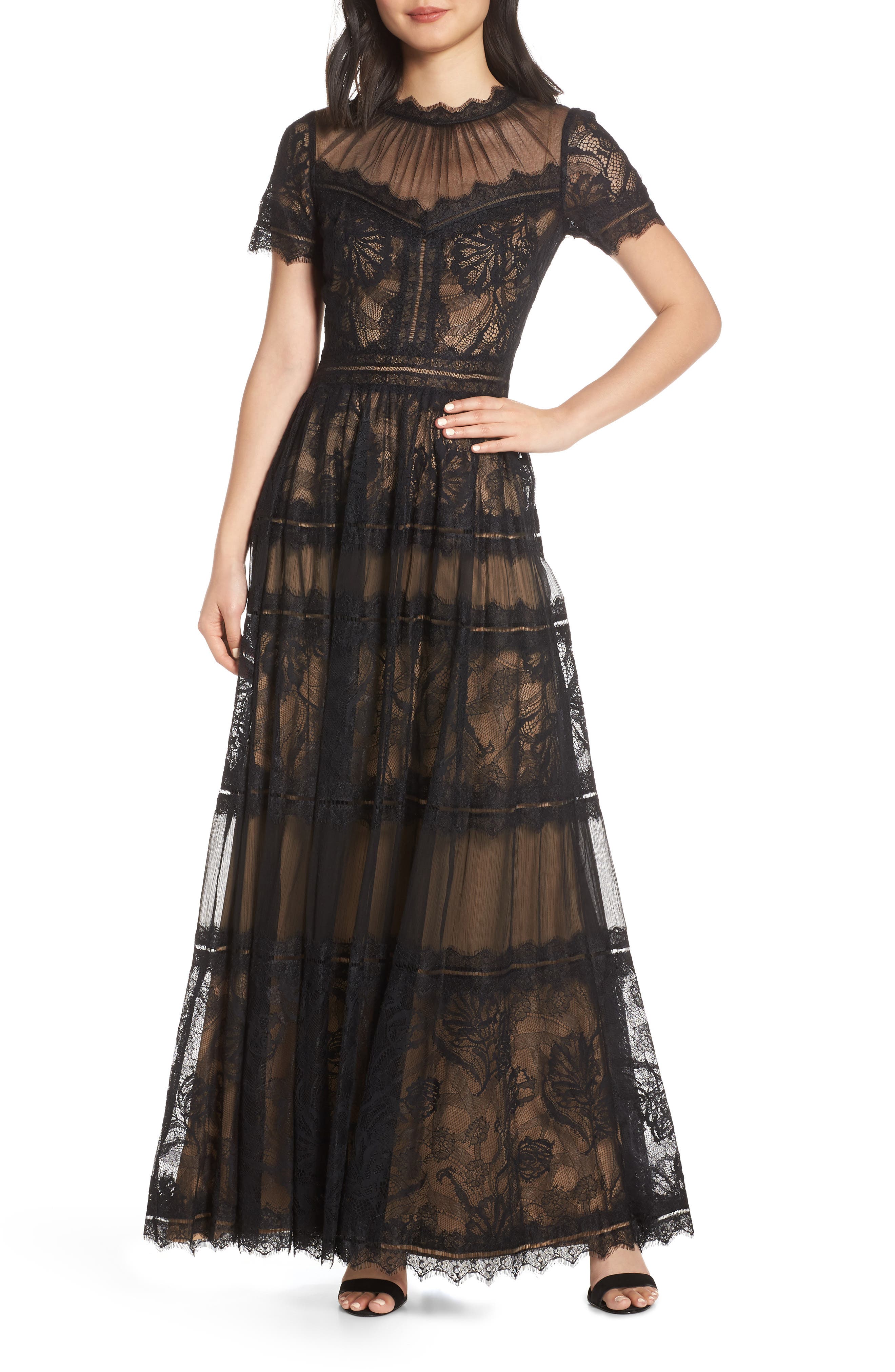 Tadashi Shoji Lace Evening Dress, Black