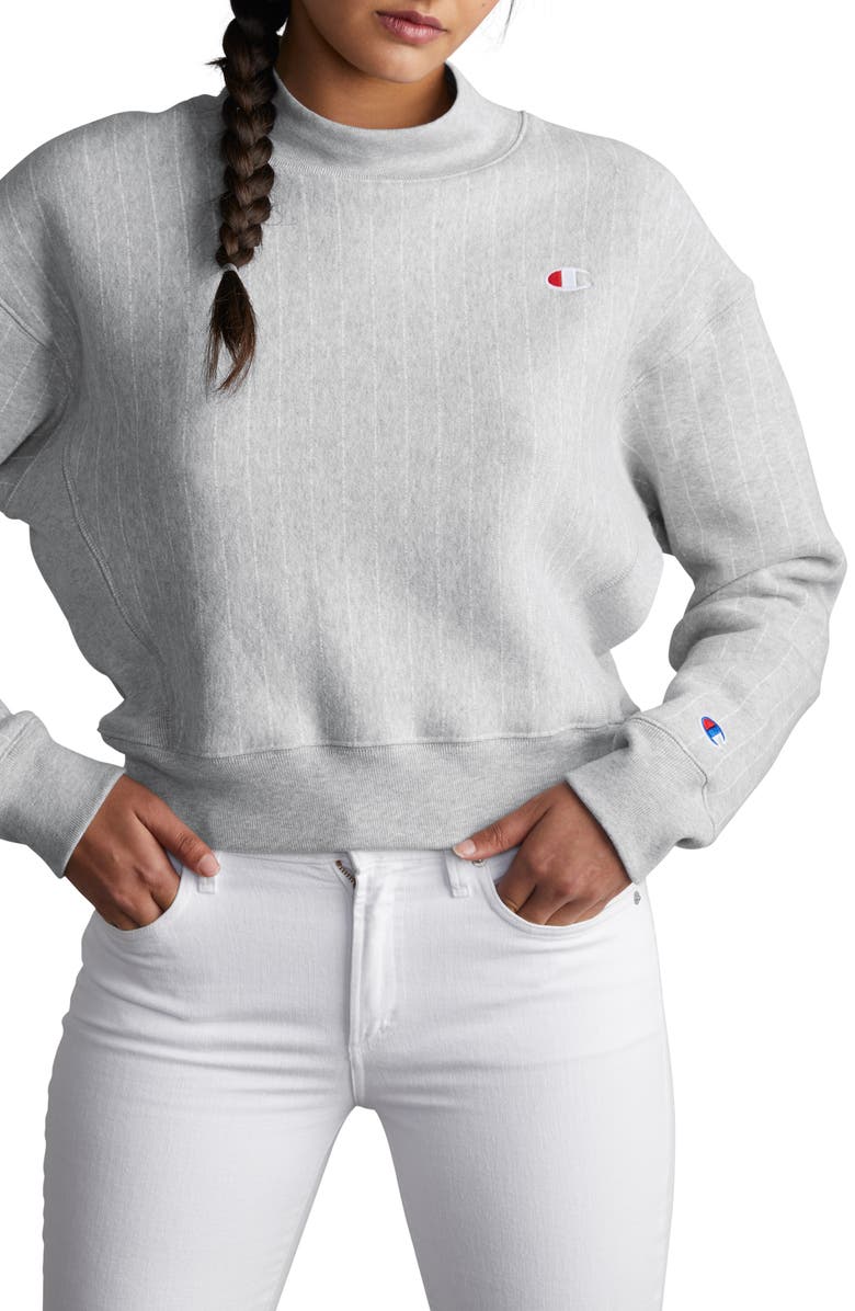 Download Champion Mock Neck Reverse Panel Crop Sweatshirt | Nordstrom