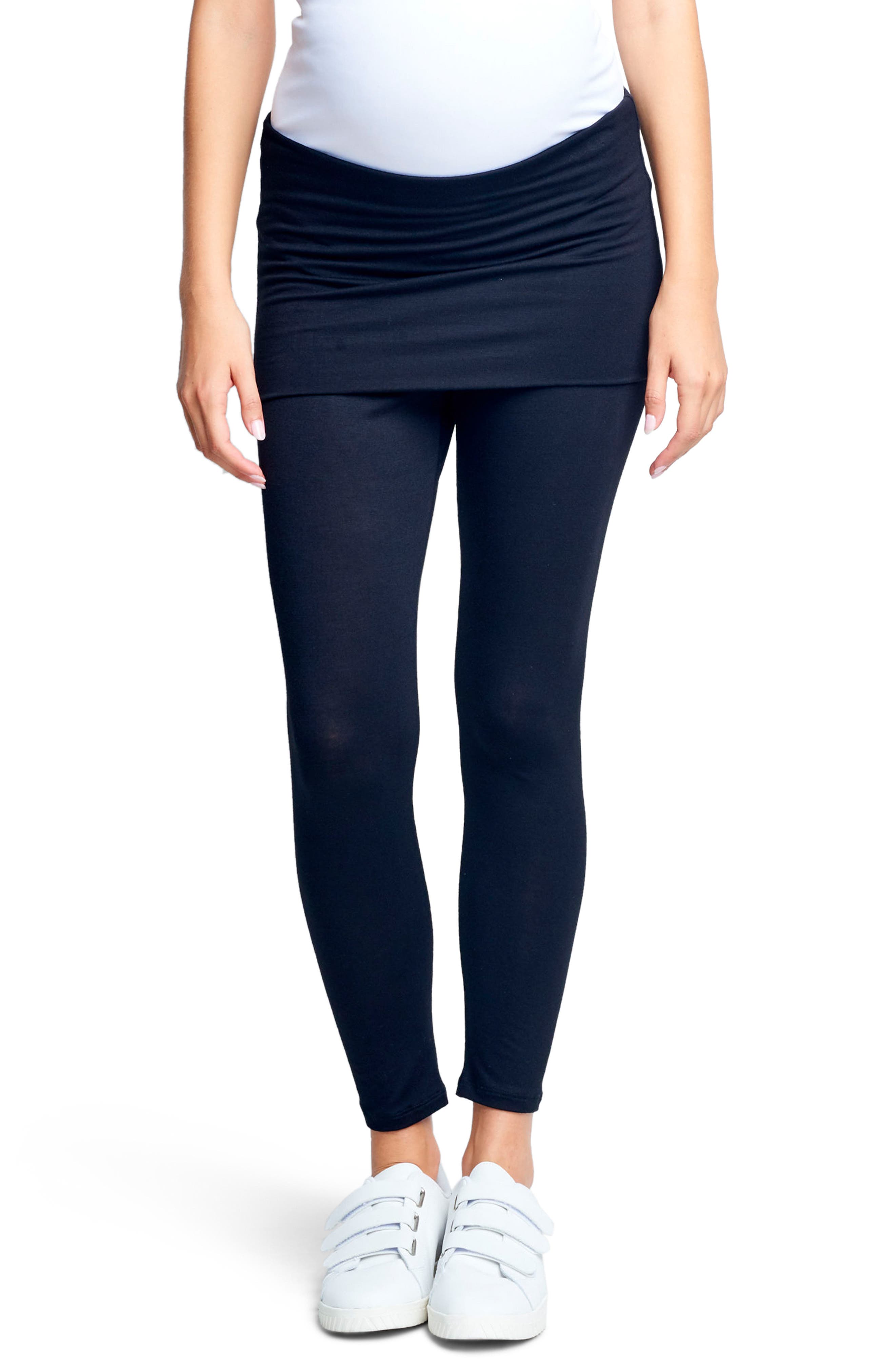 Maternal America Belly Support Maternity Leggings, Black