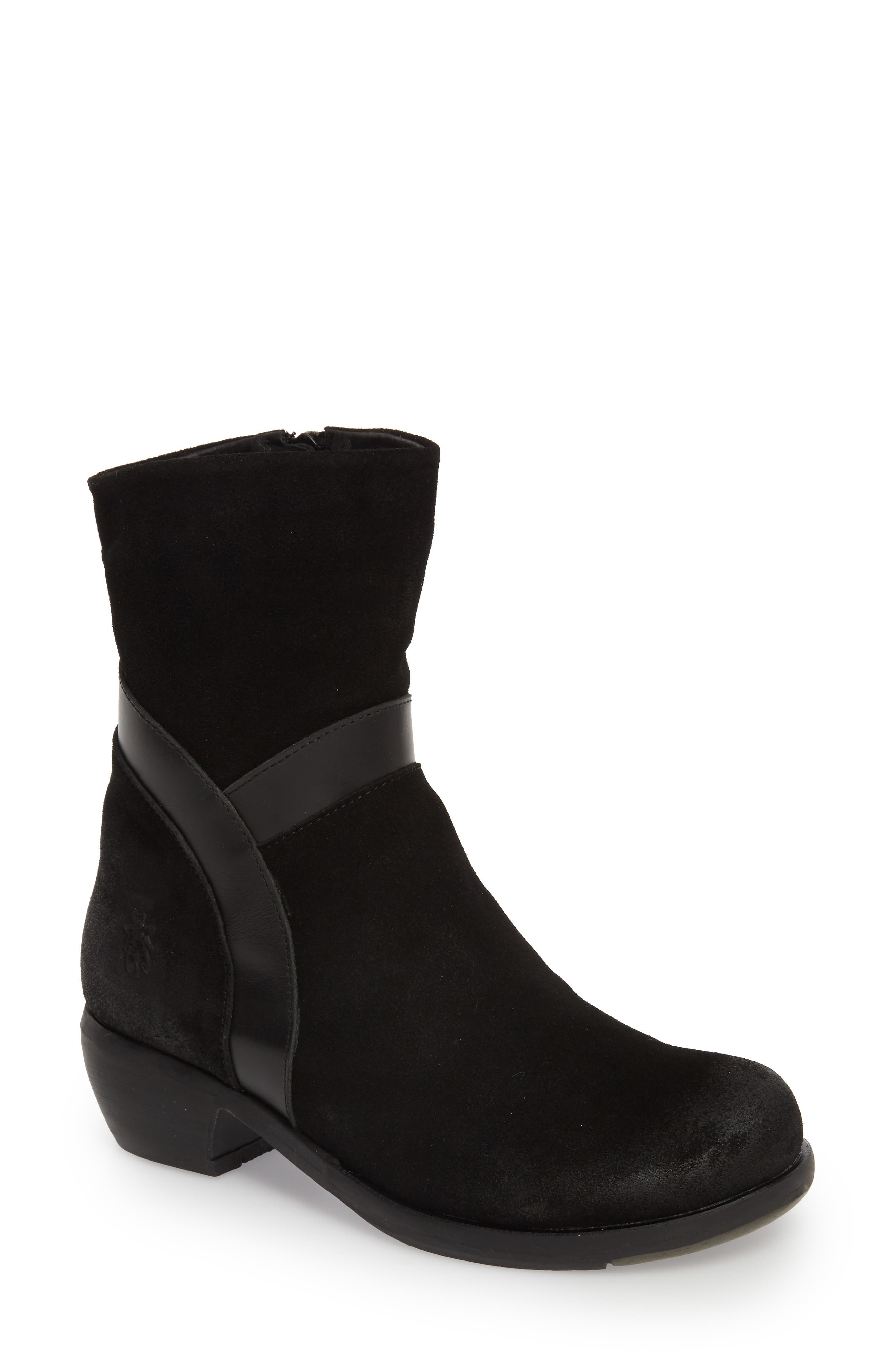 Fly London Mobu Mixed Media Bootie, Black