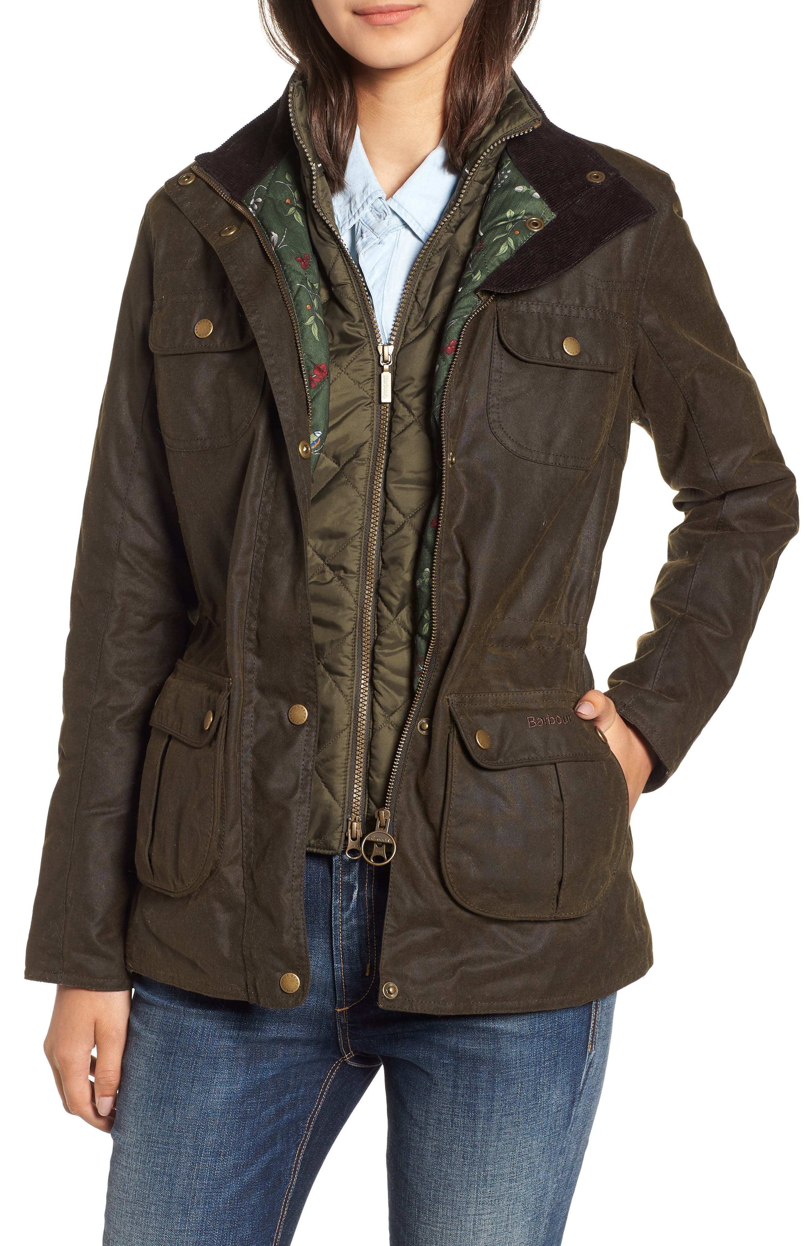Barbour Chaffinch Water Resistant Waxed Cotton Jacket, US / 8 UK - Green