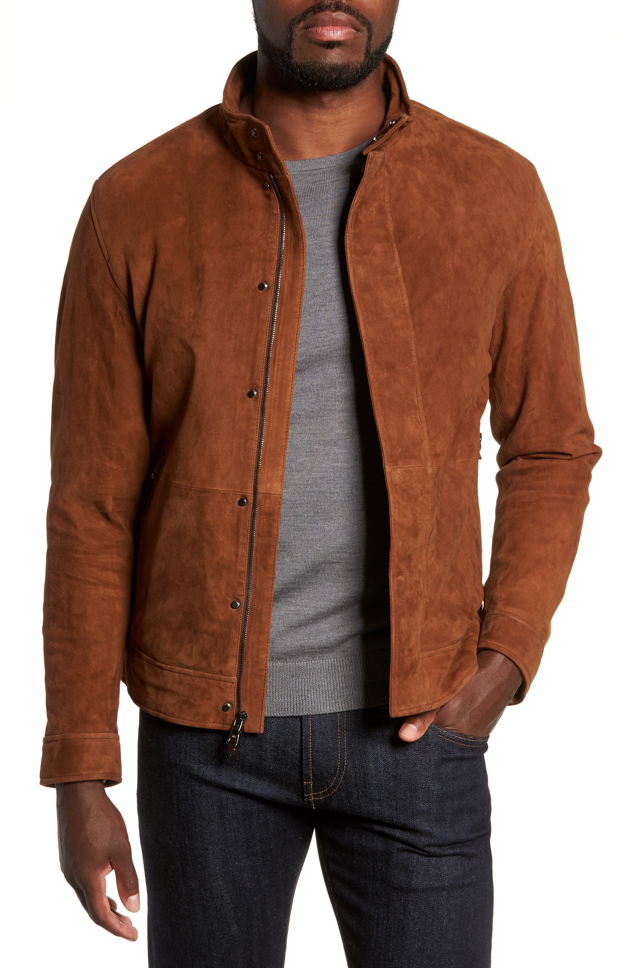 Peter Millar Collection Suede Blouson Jacket, Brown