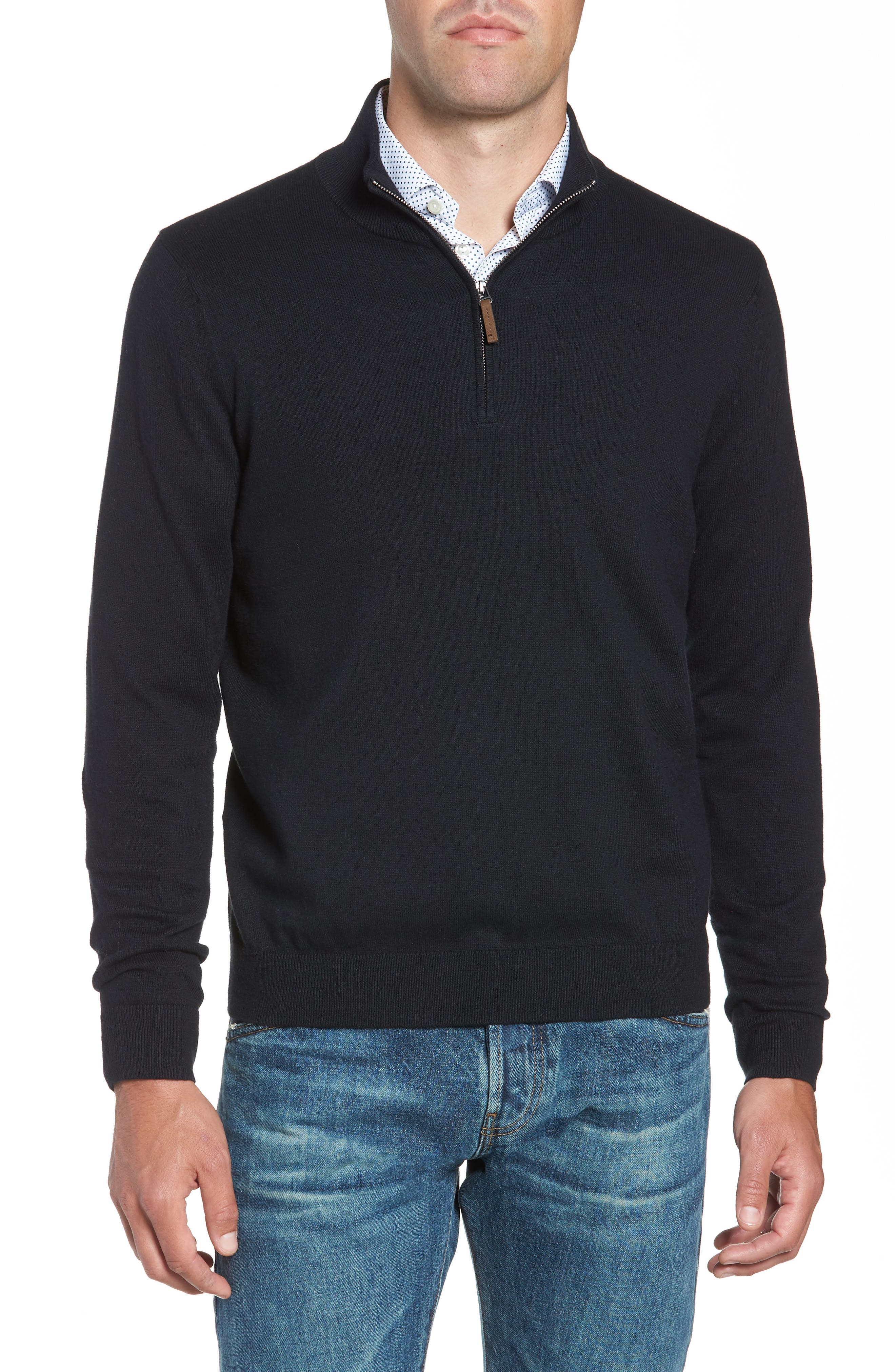 Big & Tall Nordstrom Shop Quarter Zip Sweater, Black