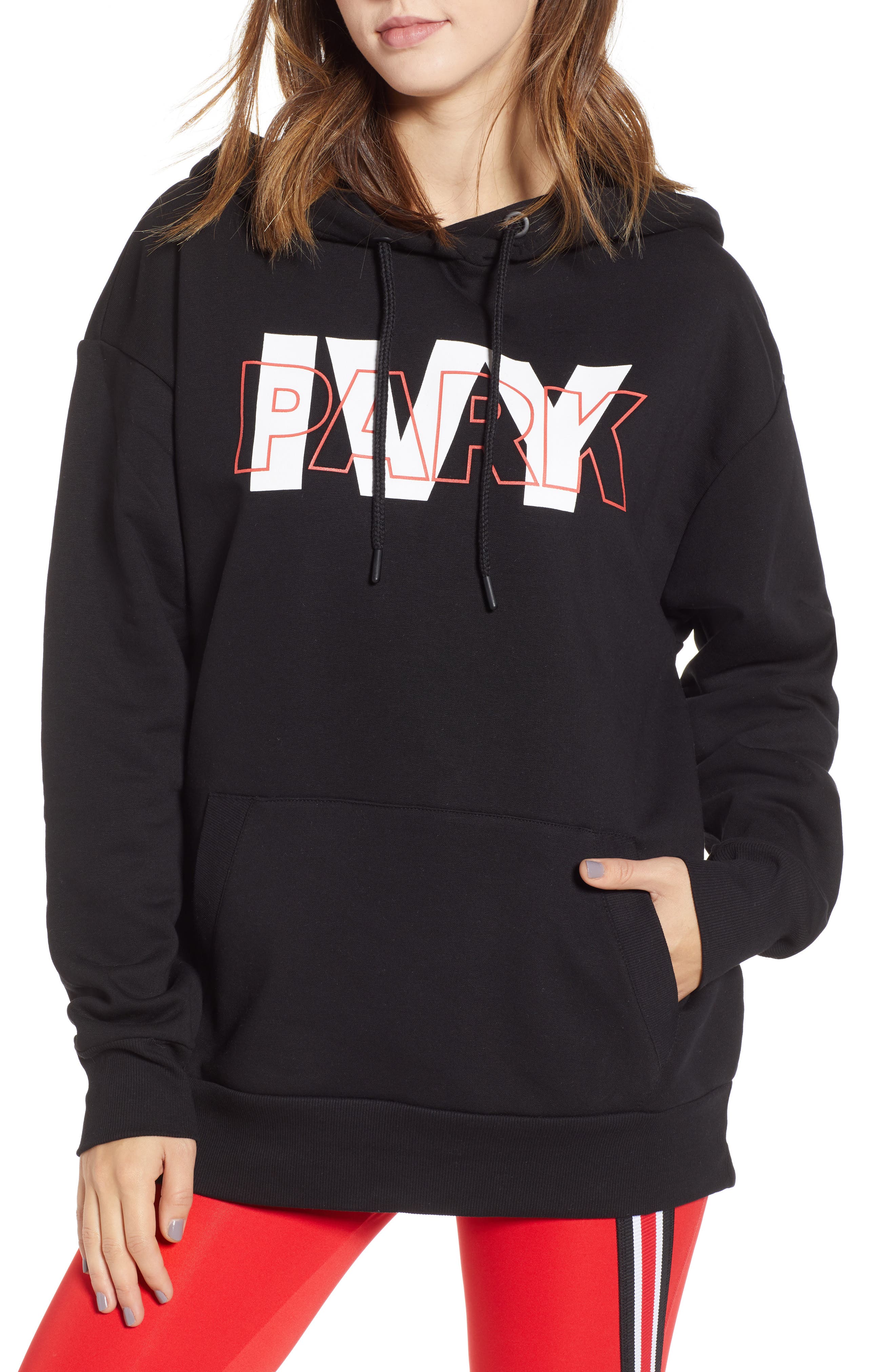 Ivy Park Layered Logo Hoodie, Black