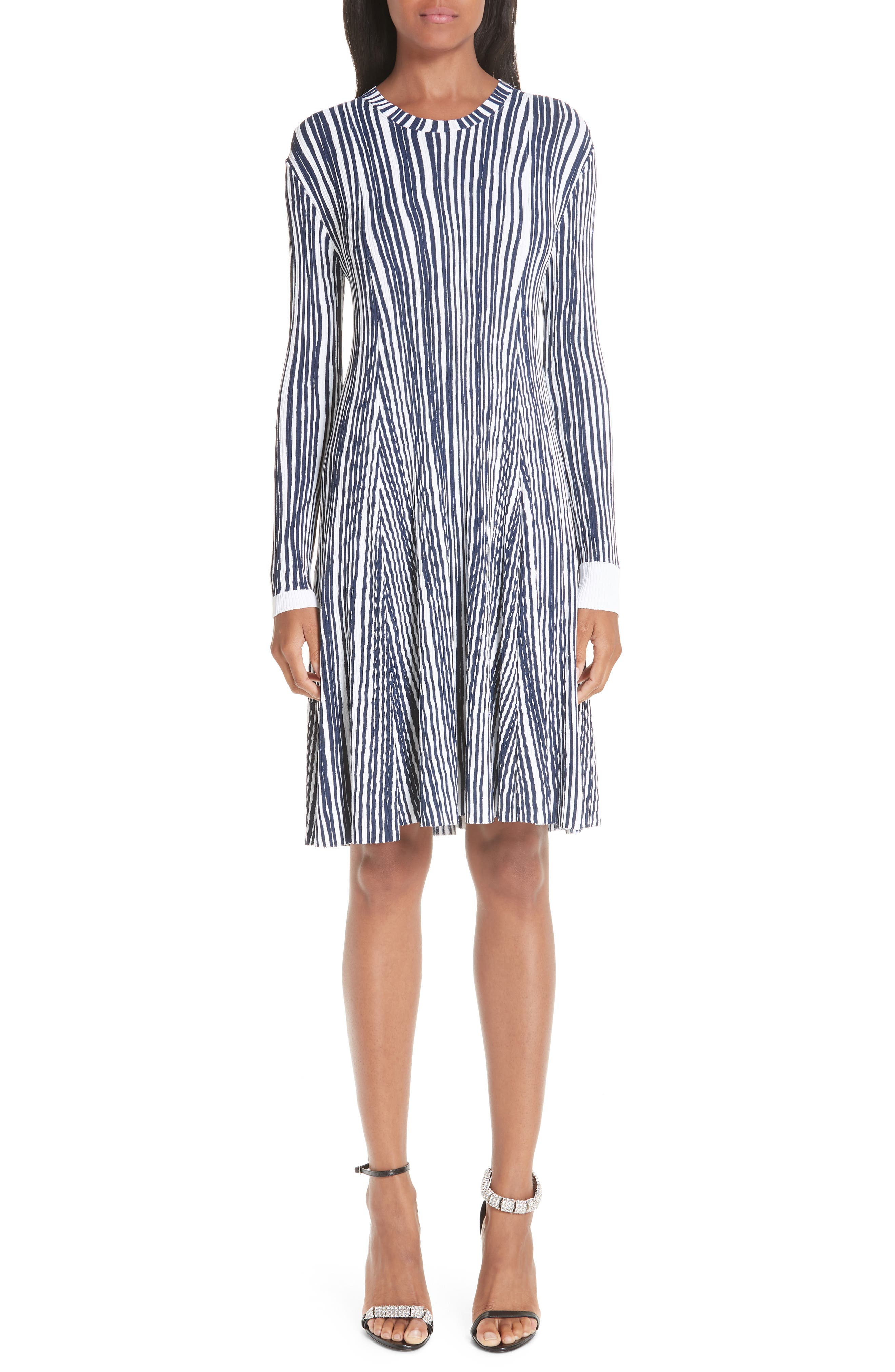 Calvin Klein 205W39Nyc Stripe Rib Knit Dress, Blue