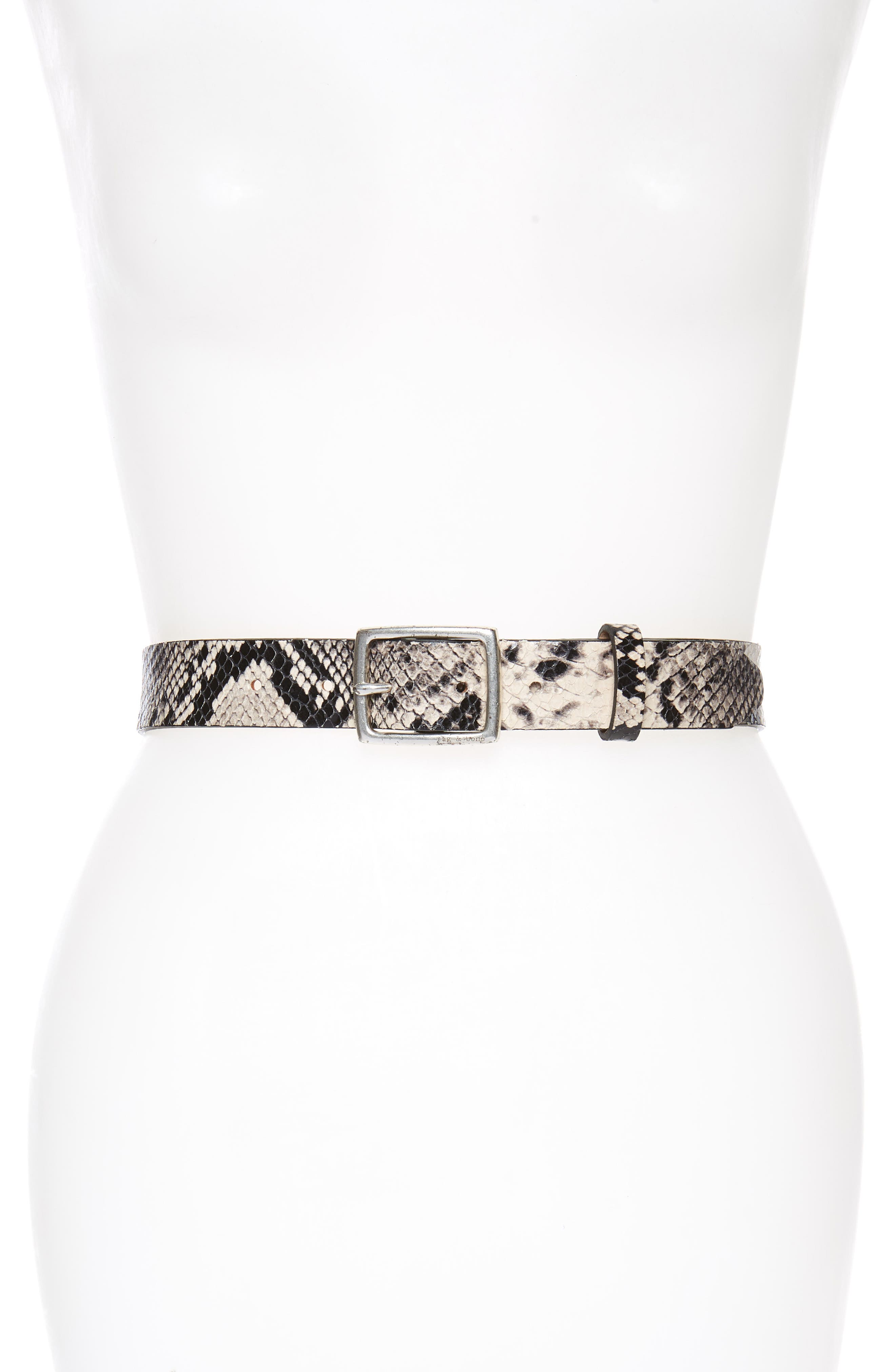 Rag & Bone Leather Boyfriend Belt, Black/ White