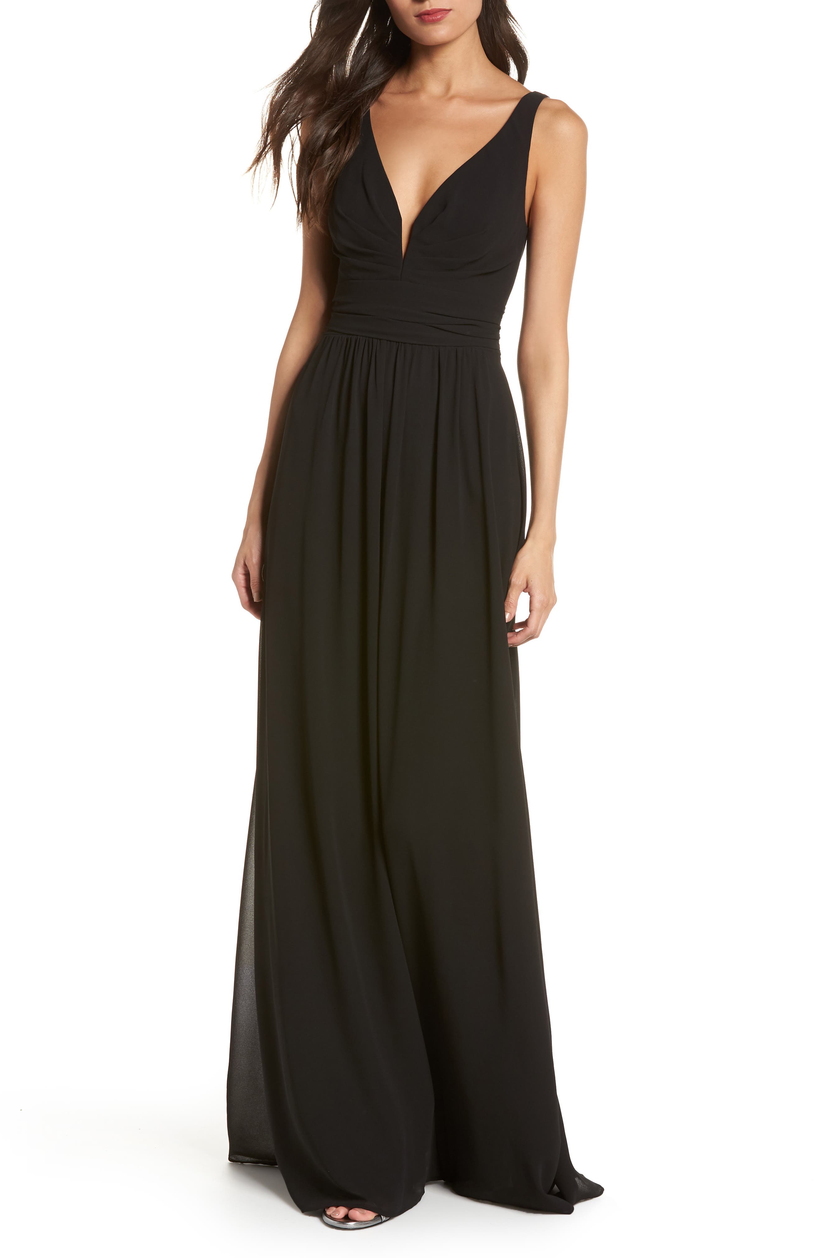 Lulus V-Neck Chiffon Gown