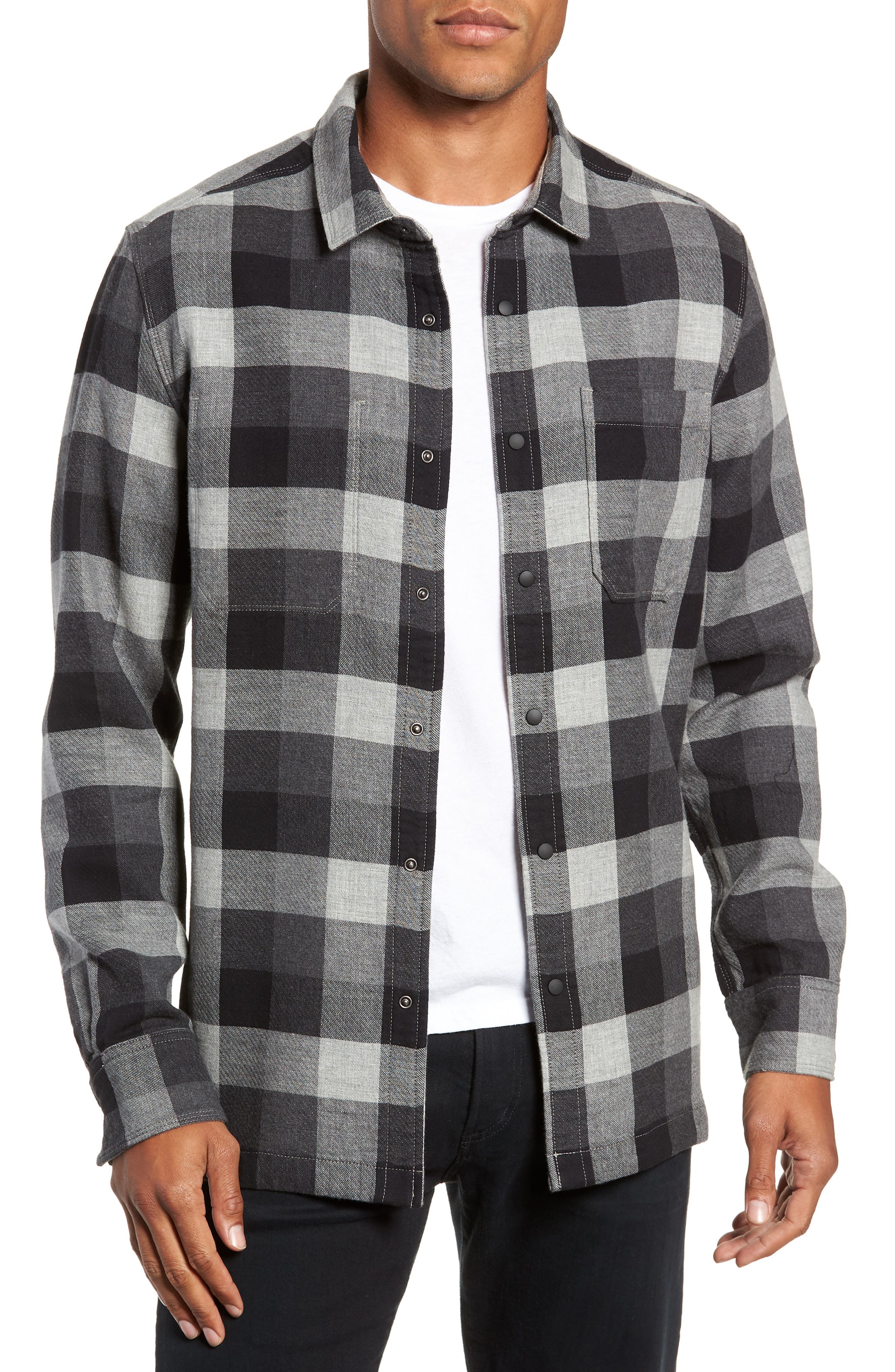 Jeremiah Travis Regular Fit Reversible Flannel Shirt Jacket, Grey