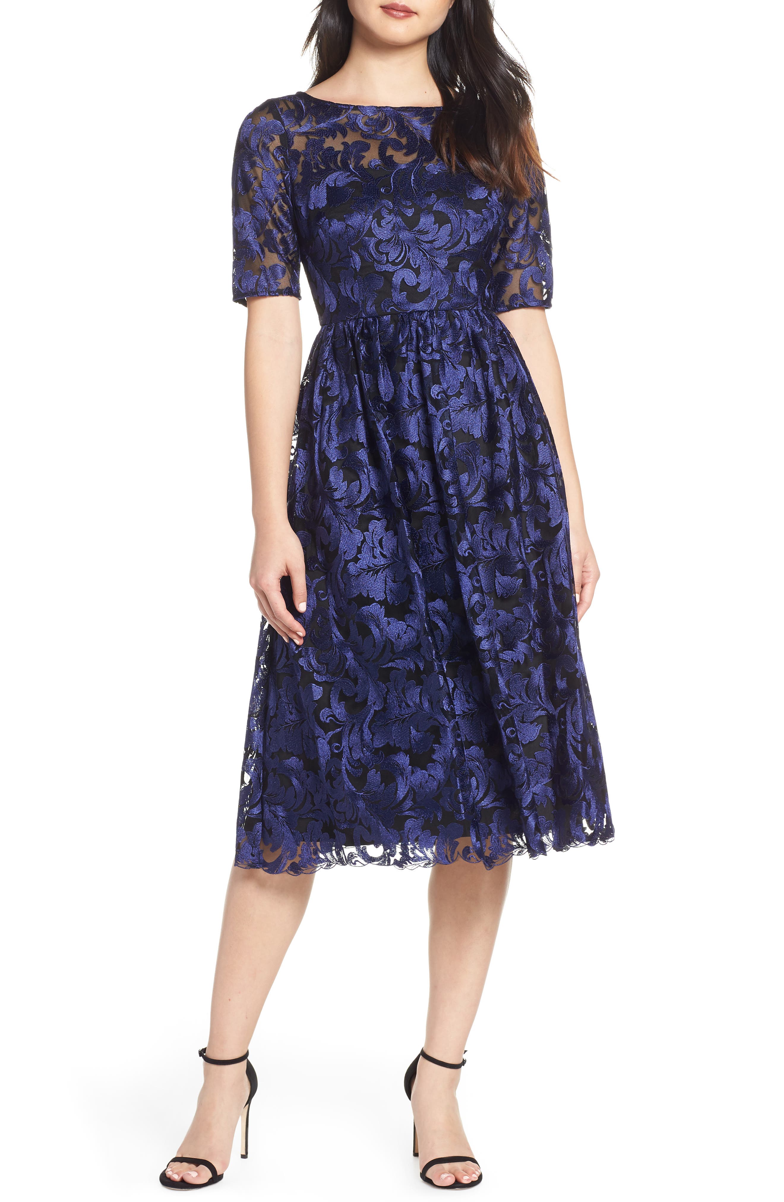 Adrianna Papell Embroidered Party Dress