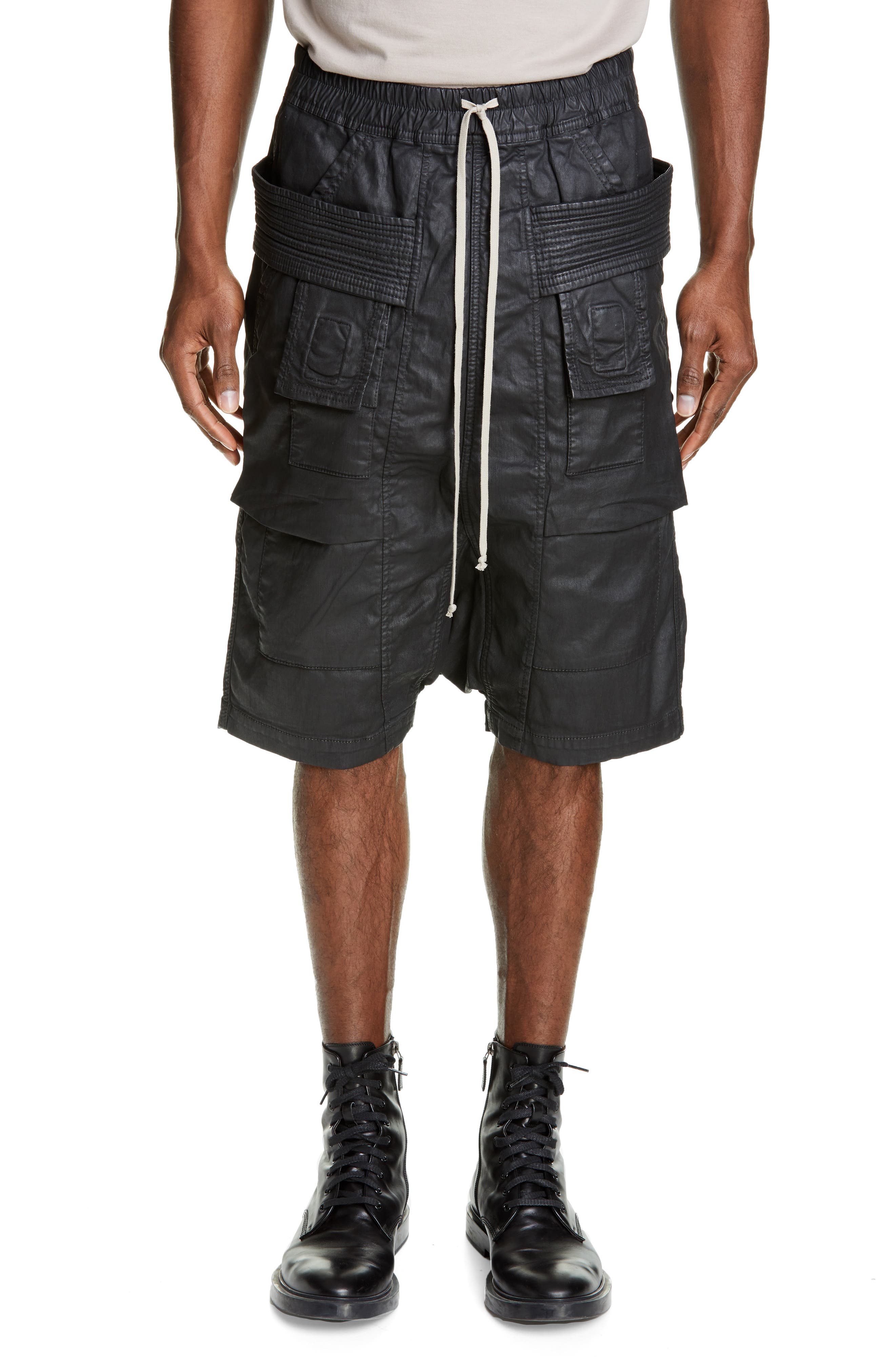 Rick Owens Drkshdw Creatch Denim Cargo Shorts, Black
