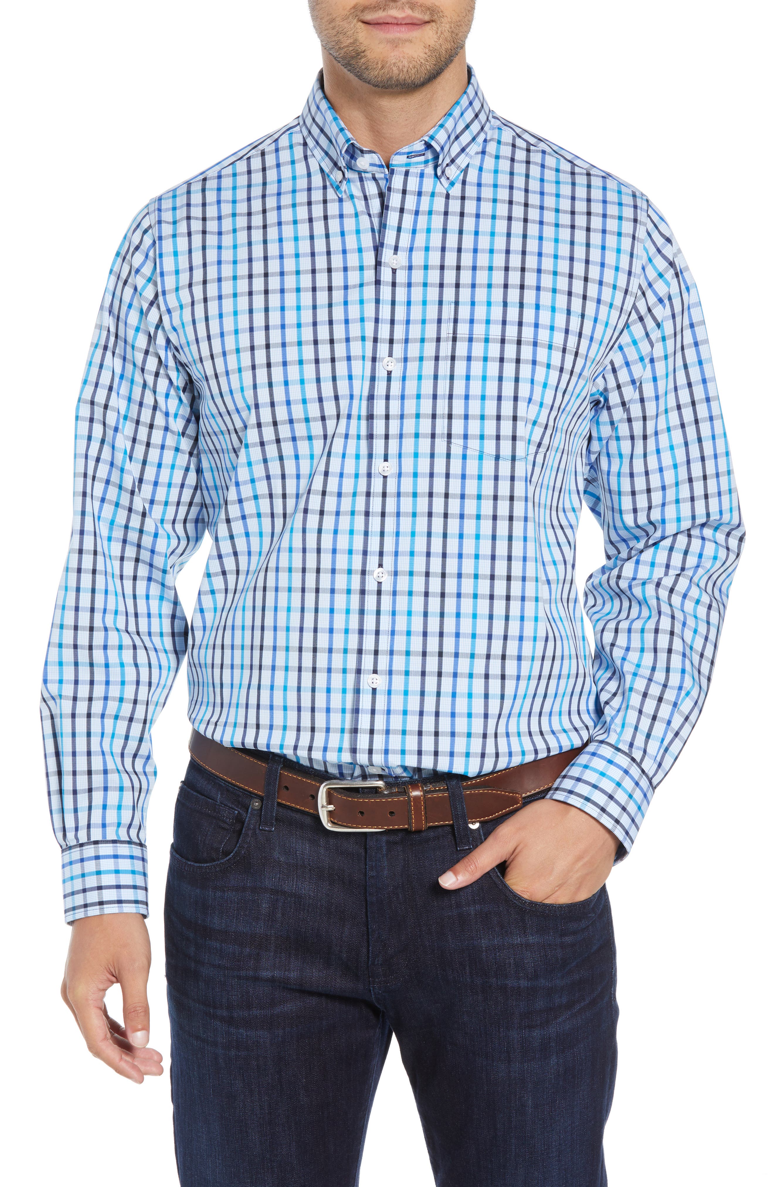 Cutter & Buck Clarence Regular Fit Plaid Sport Shirt