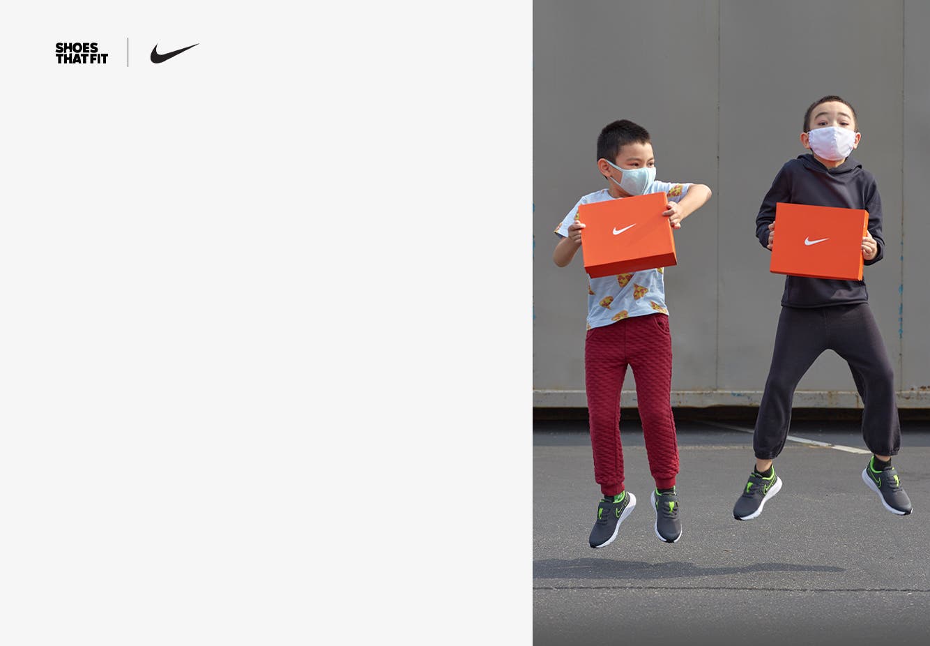 Kids with new shoes from Shoes That Fit, Nordstrom and Nike.
