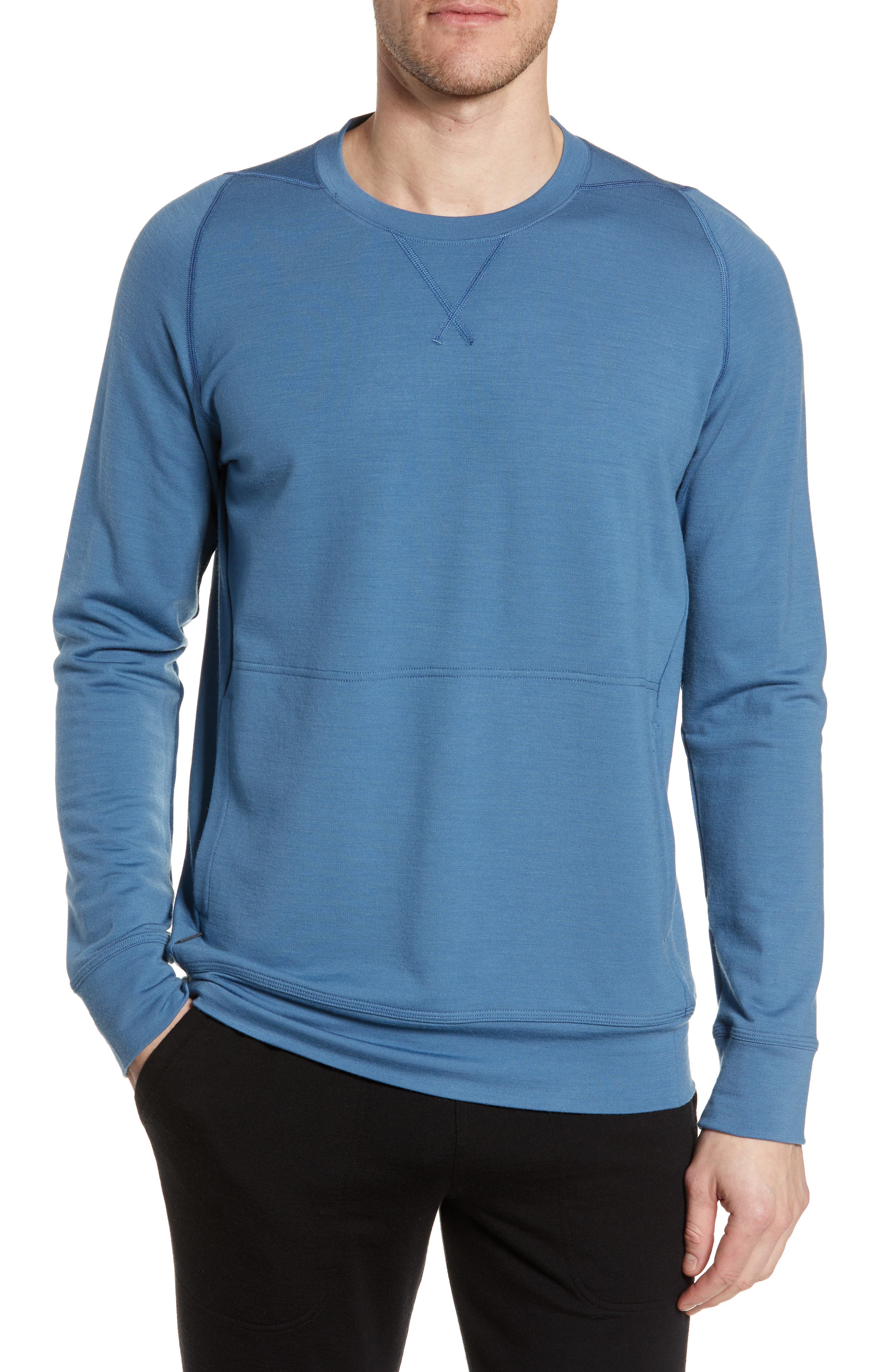 Icebreaker Shifter Merino Wool Blend Crewneck Sweater, Blue