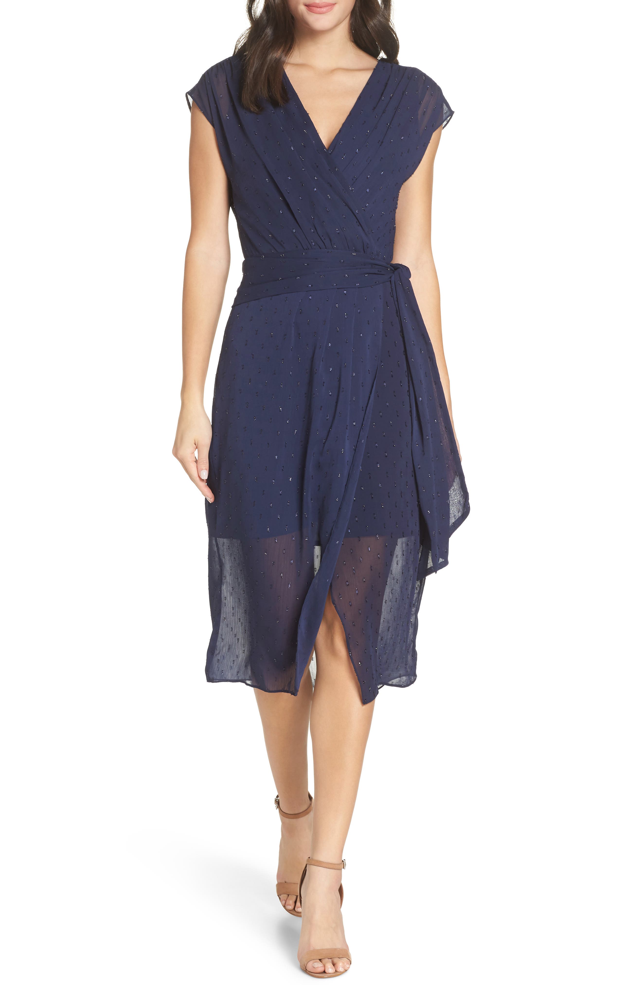 Chelsea28 Fil Coupe Wrap Dress, Blue