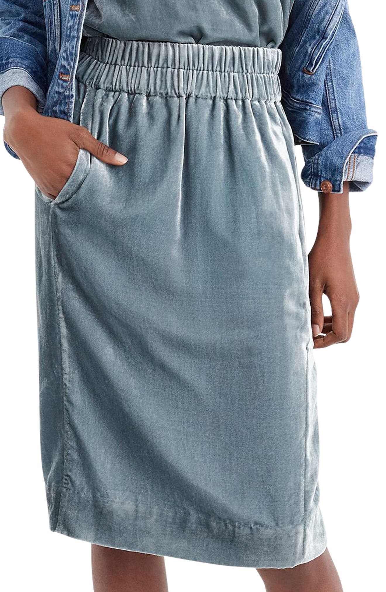 J.crew Pull-On Velvet Skirt, Blue