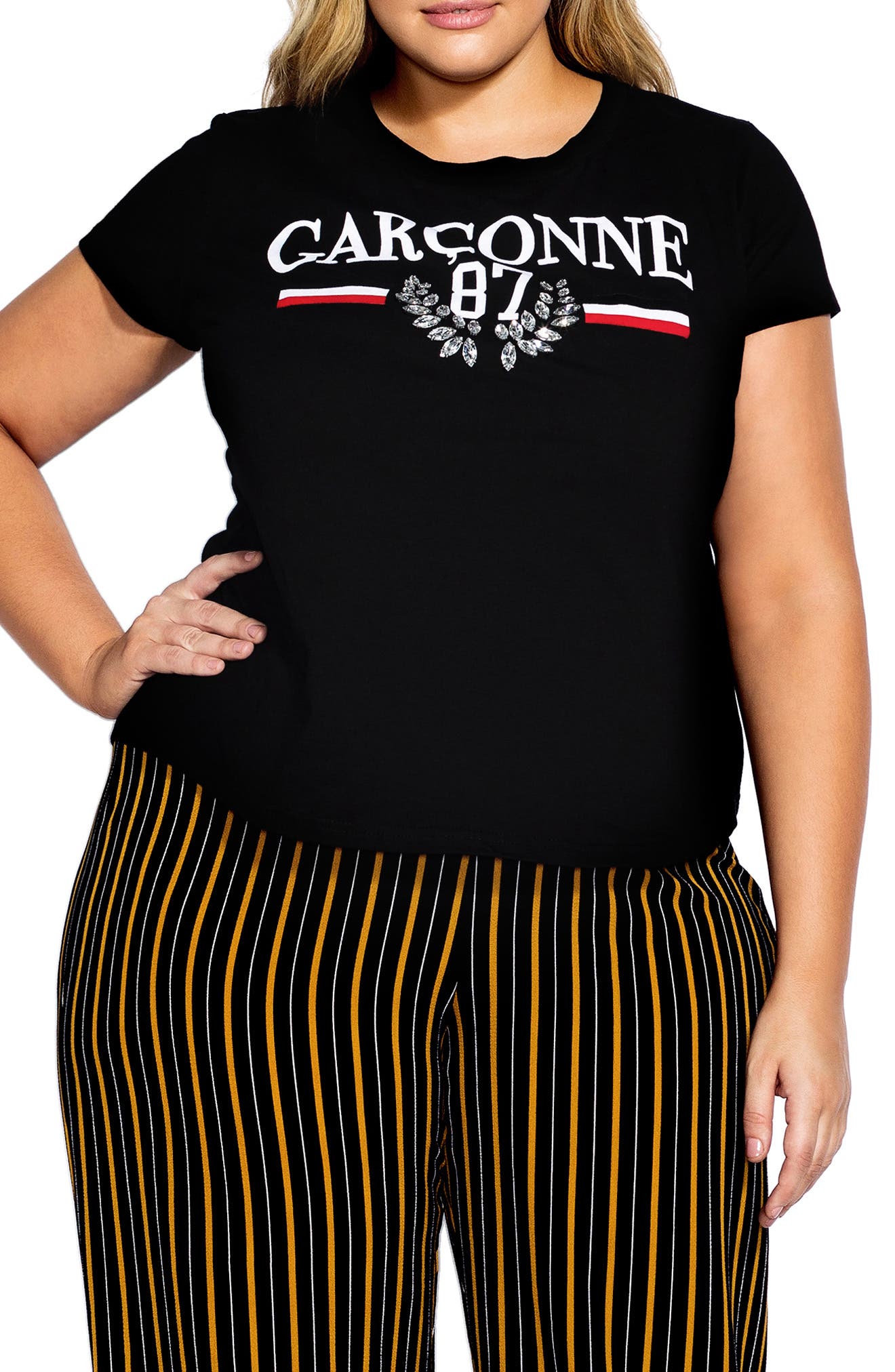 Plus Size City Chic Ooh La La Tee, Black