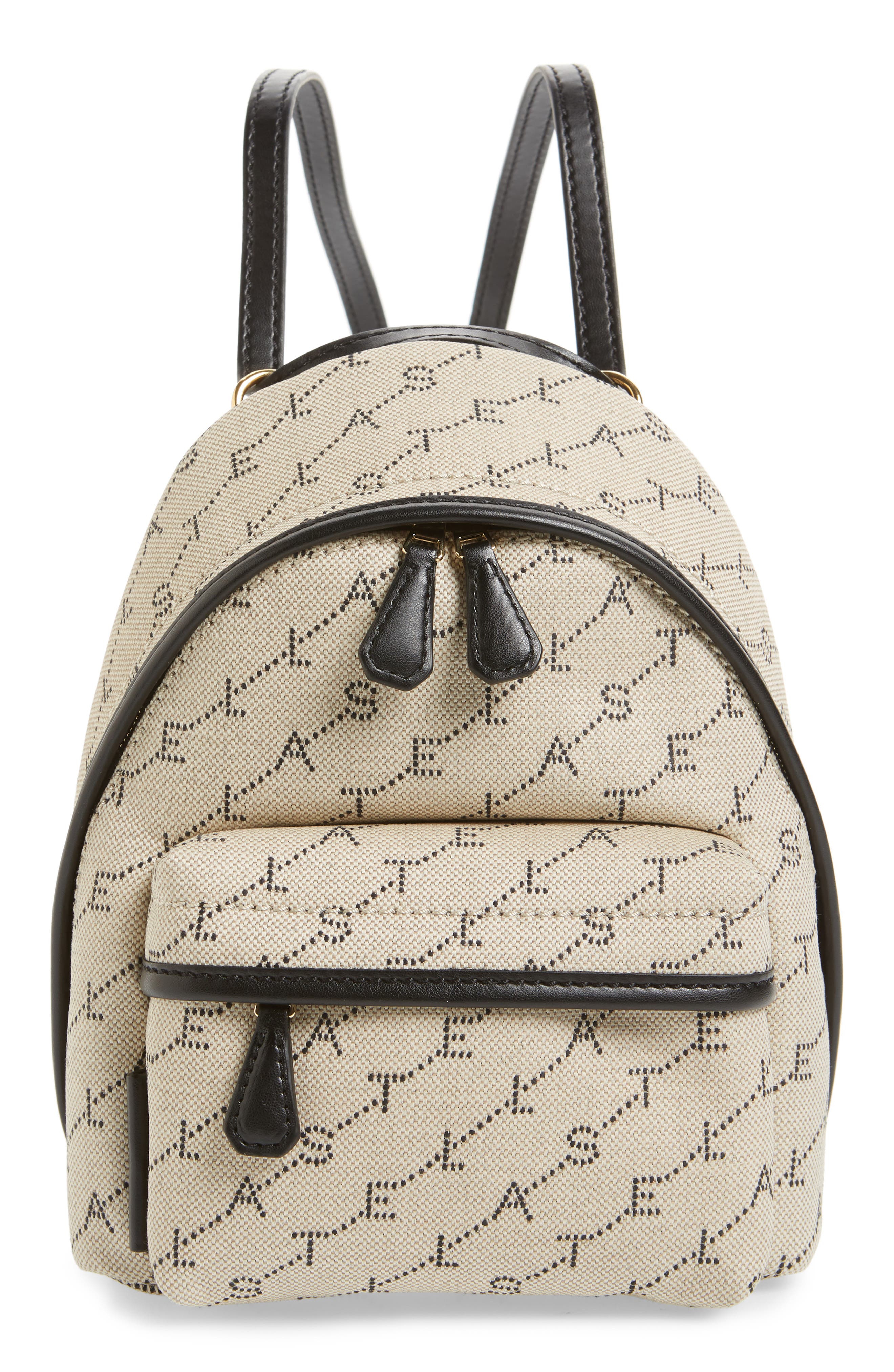 Stella Mccartney Logo Canvas Mini Backpack - Beige