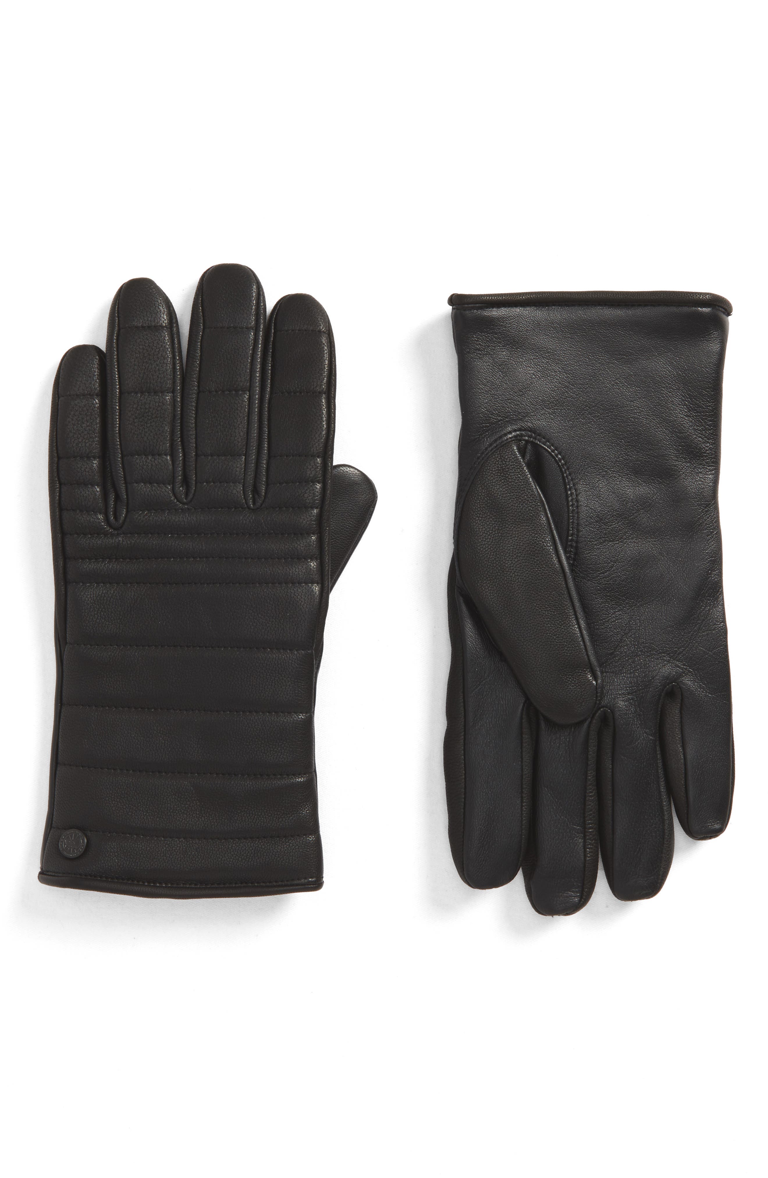 Canada Goose Quilted Leather Gloves With Faux Fur Lining