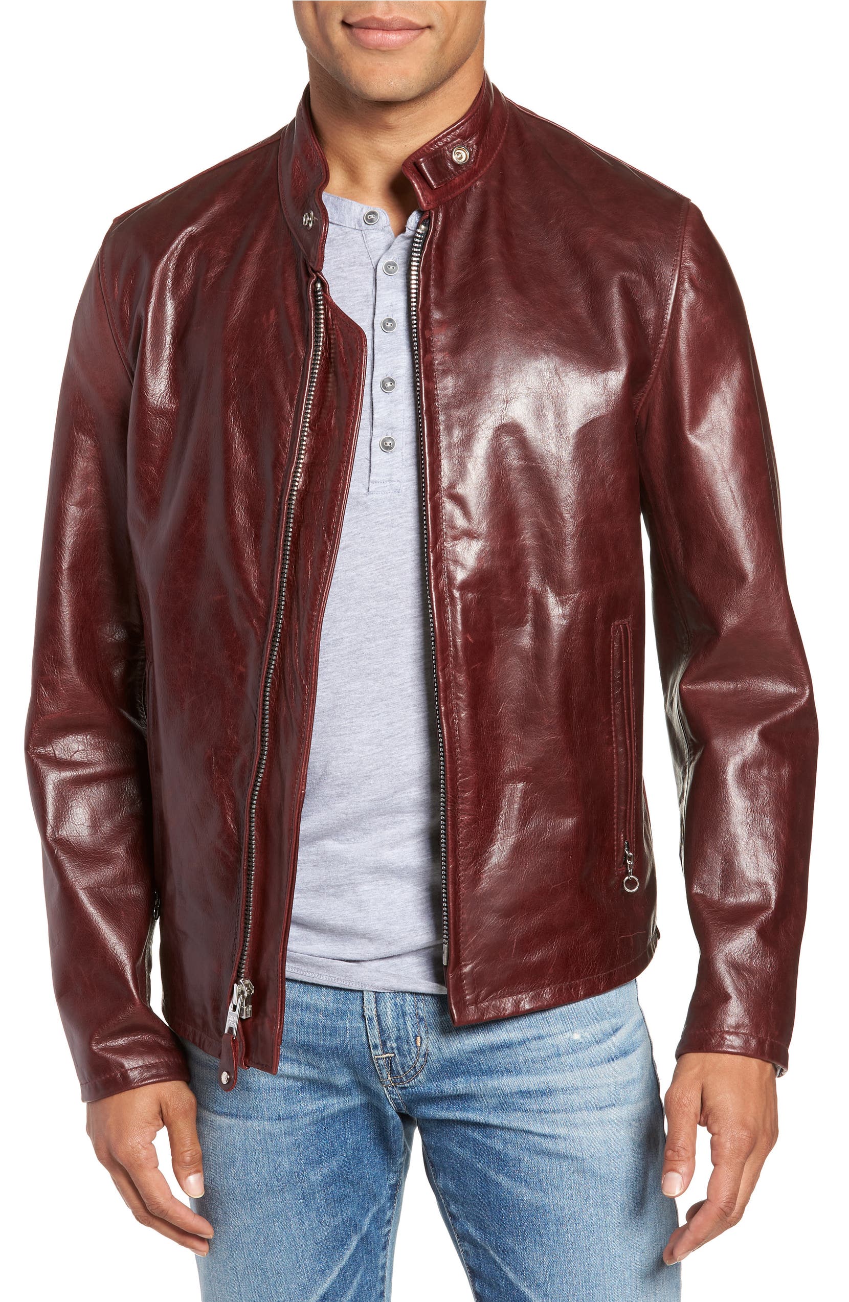 Schott Nyc Cafe Racer Unlined Cowhide Leather Jacket
