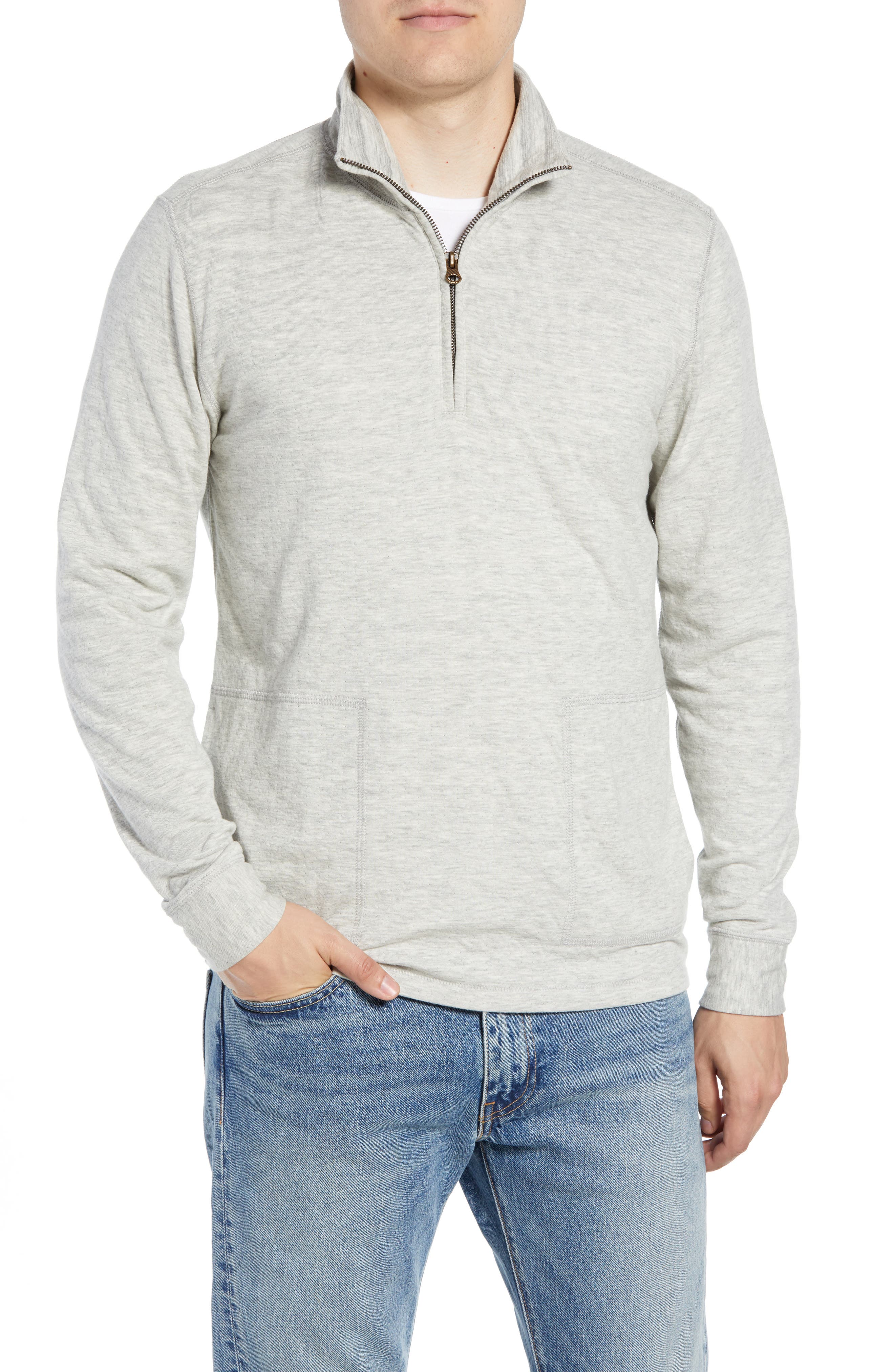 Billy Reid Charles Regular Fit Half Zip Sweater, Grey