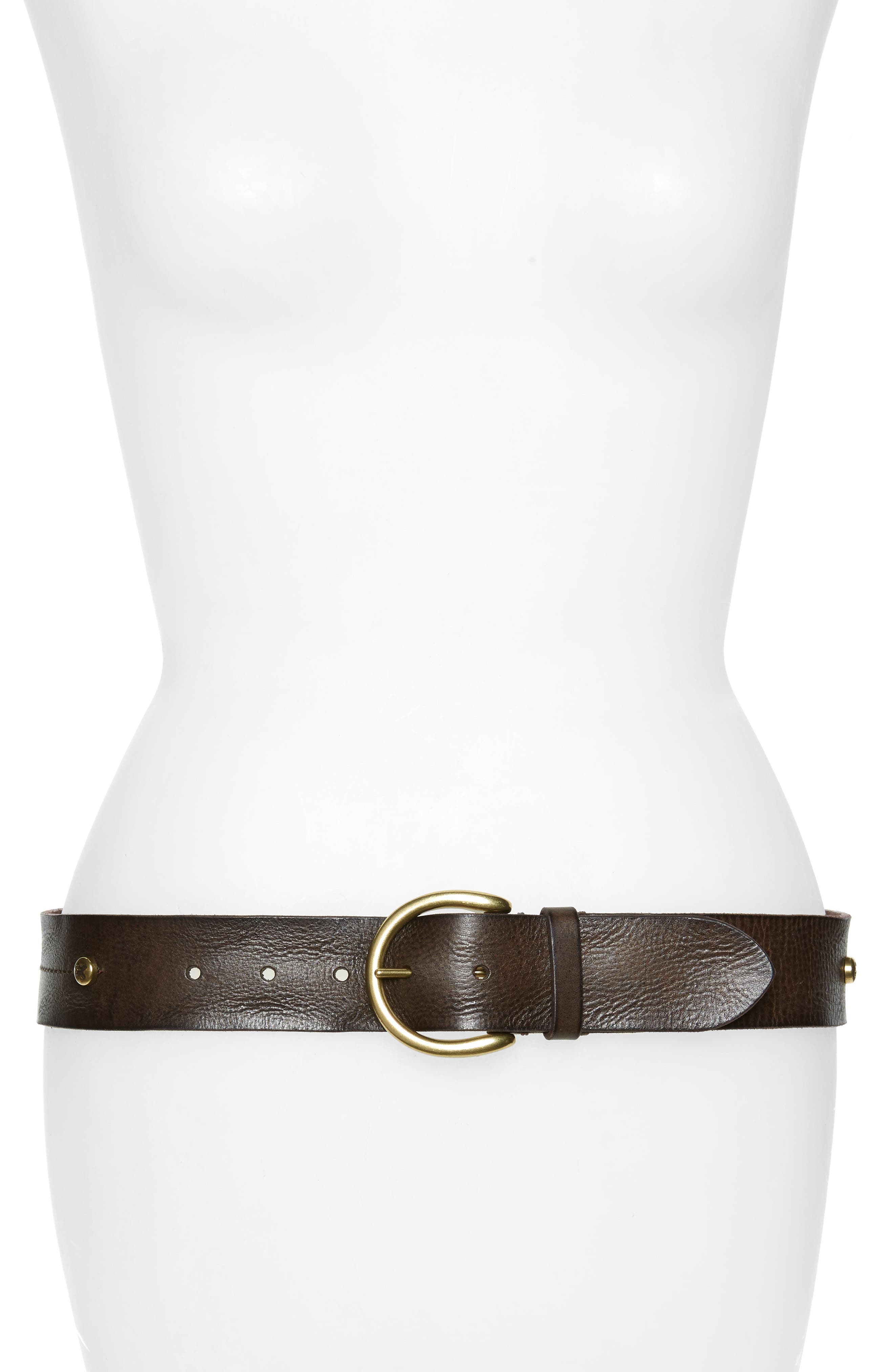 Frye Screw Rivet Leather Belt, Cognac