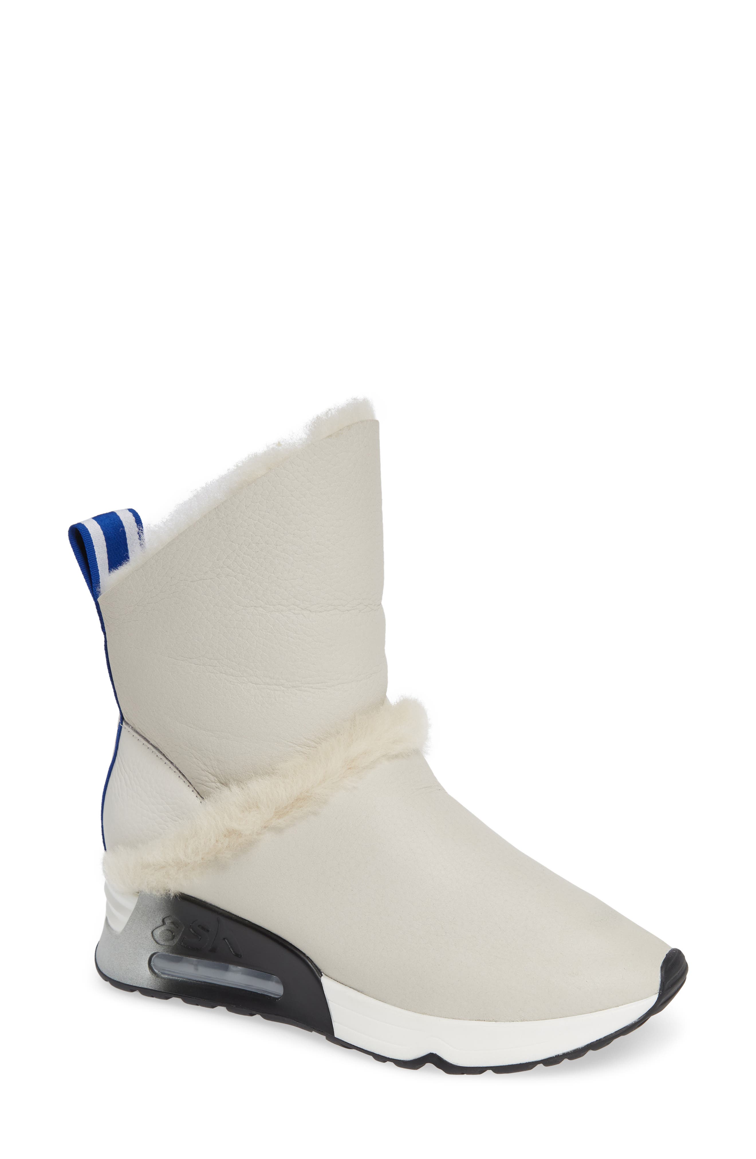 Ash Laika Genuine Shearling Bootie, White