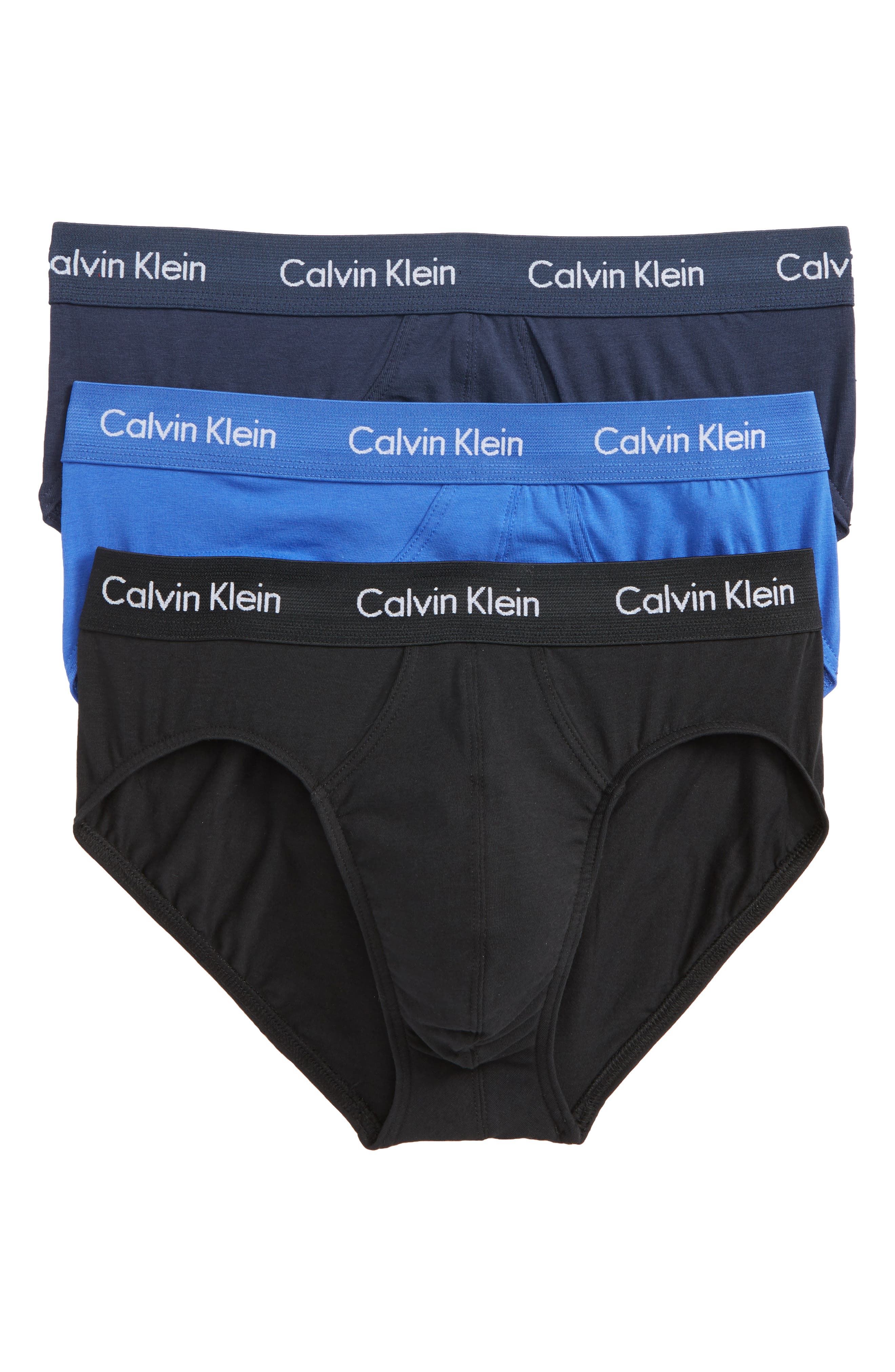 UPC 011531179851 product image for Men's Calvin Klein 3-Pack Hip Briefs, Size Small - Blue | upcitemdb.com