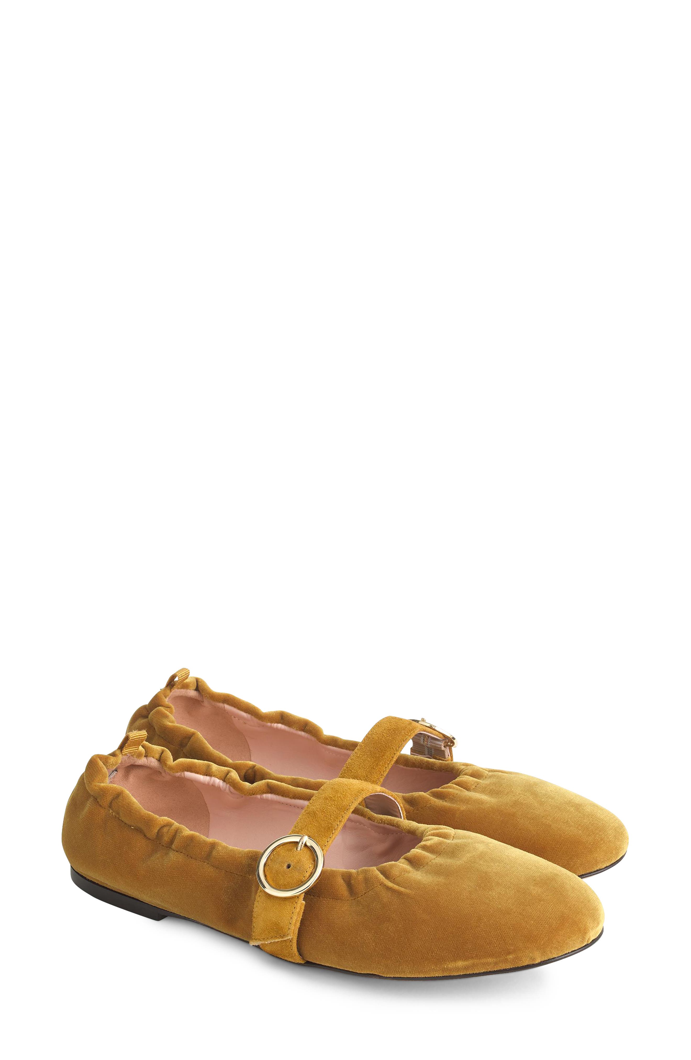 J.crew Velvet Mary Jane Flat, Yellow