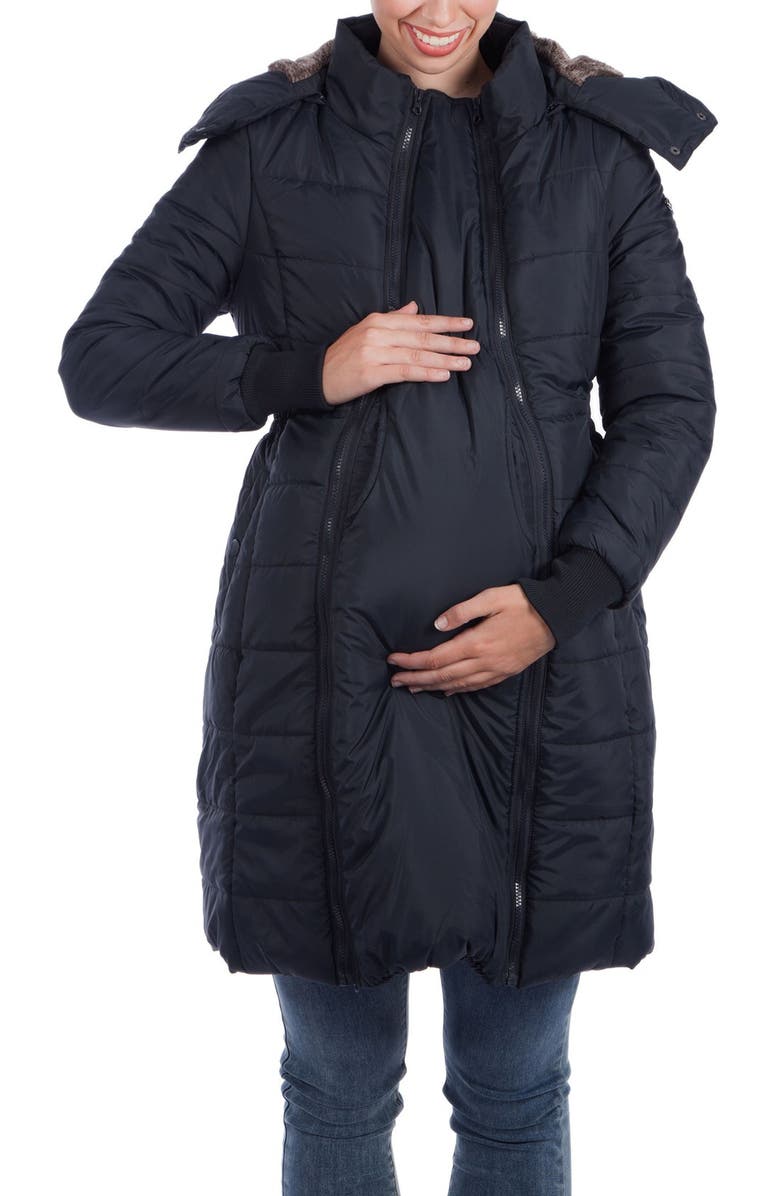 Modern Eternity Madison Quilted 3-in-1 Maternity Puffer Coat with Faux ...