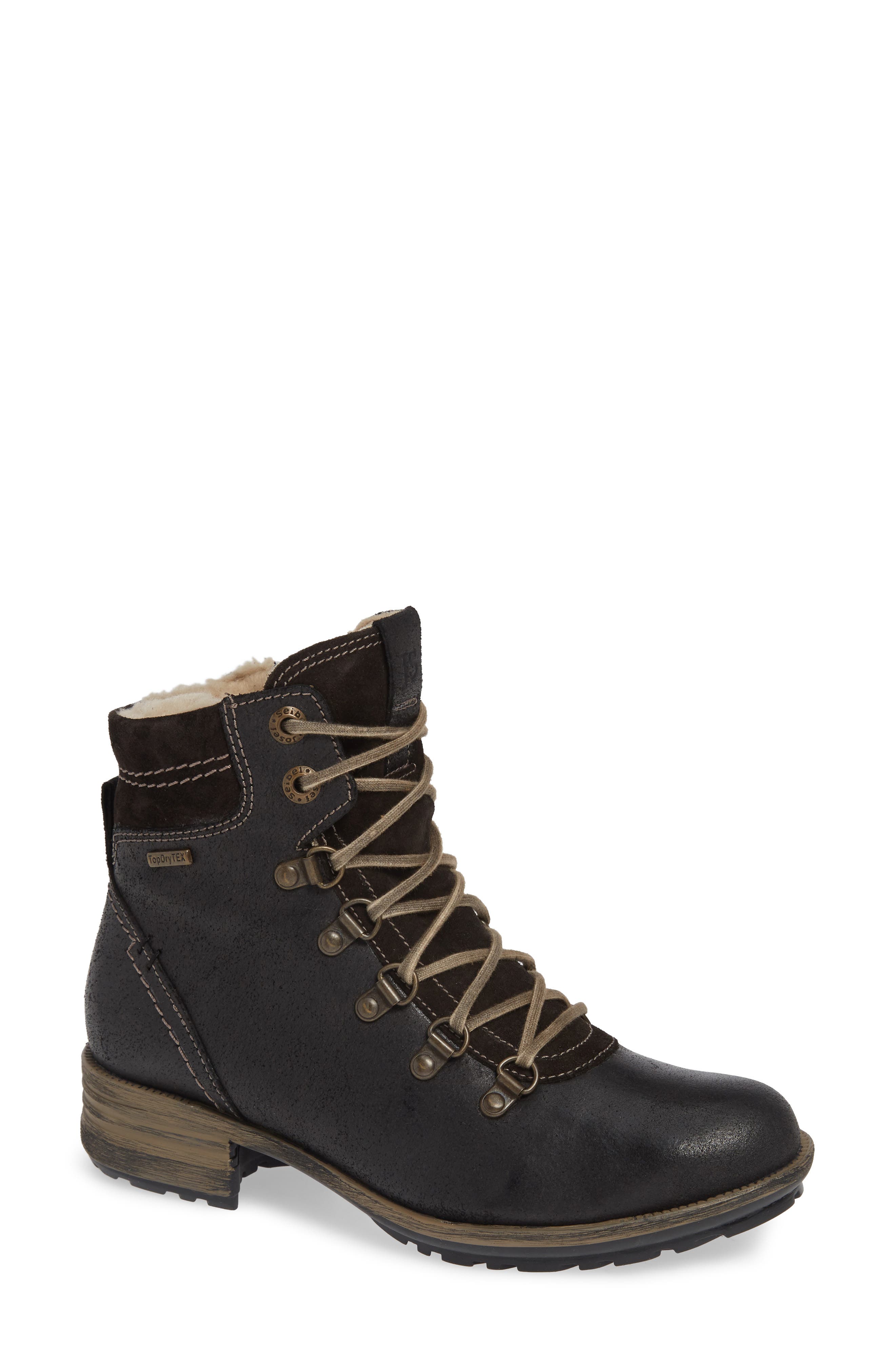 Josef Seibel Sandra 66 Waterproof Lace-Up Bootie, Black