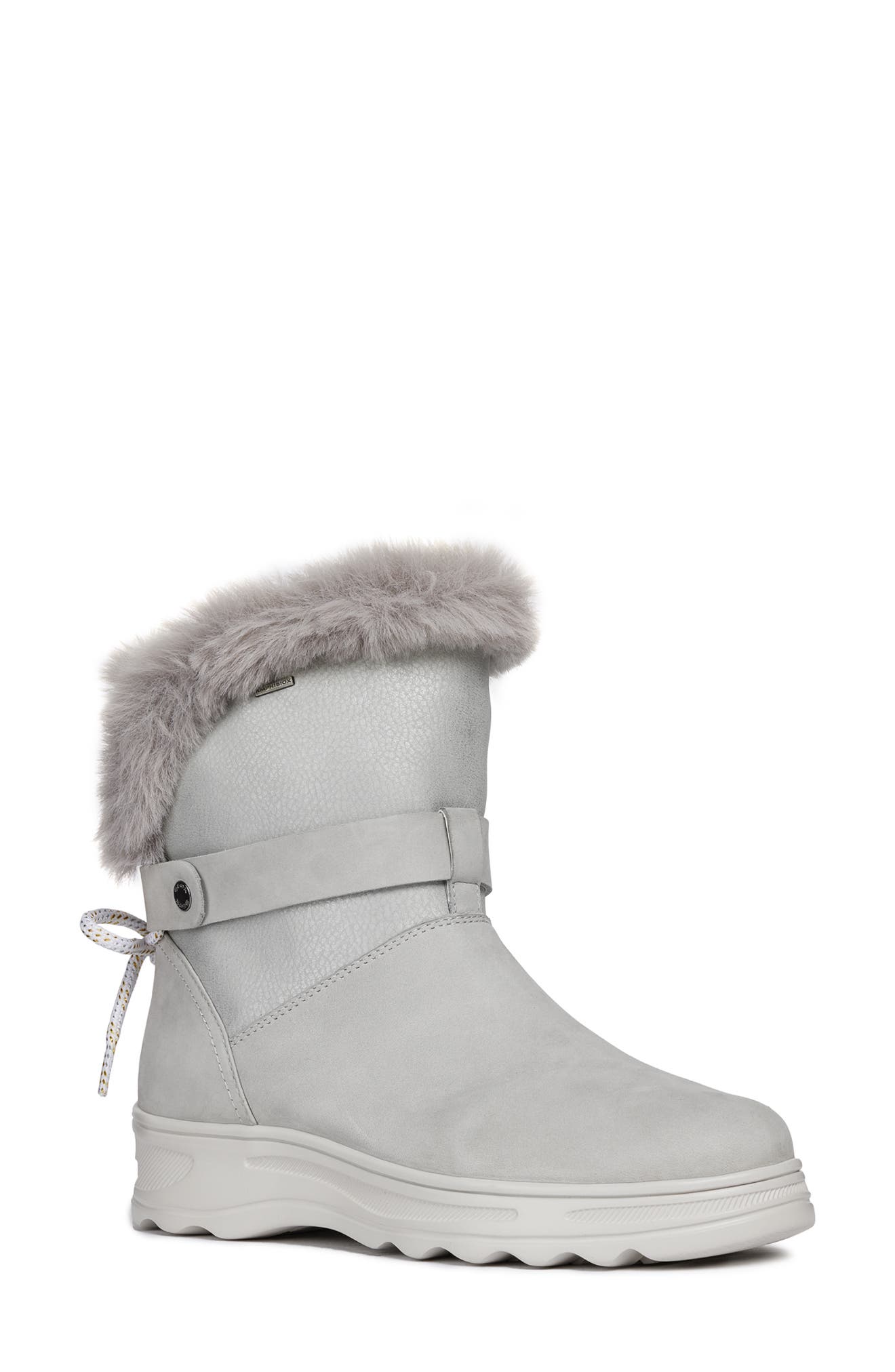 Geox Hosmos Abx Waterproof Faux Fur Trim Boot, Grey
