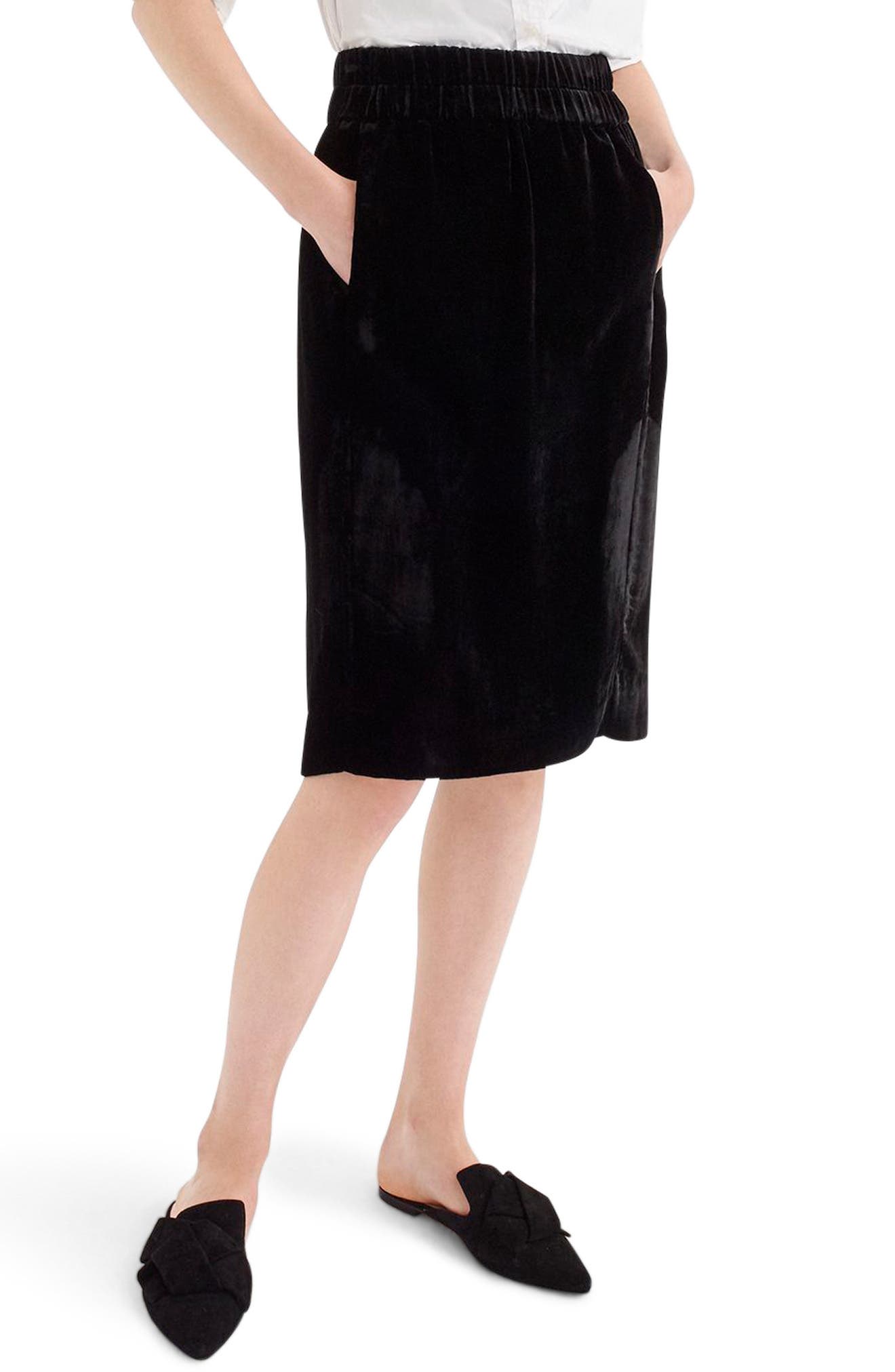 J.crew Pull-On Velvet Skirt, Black