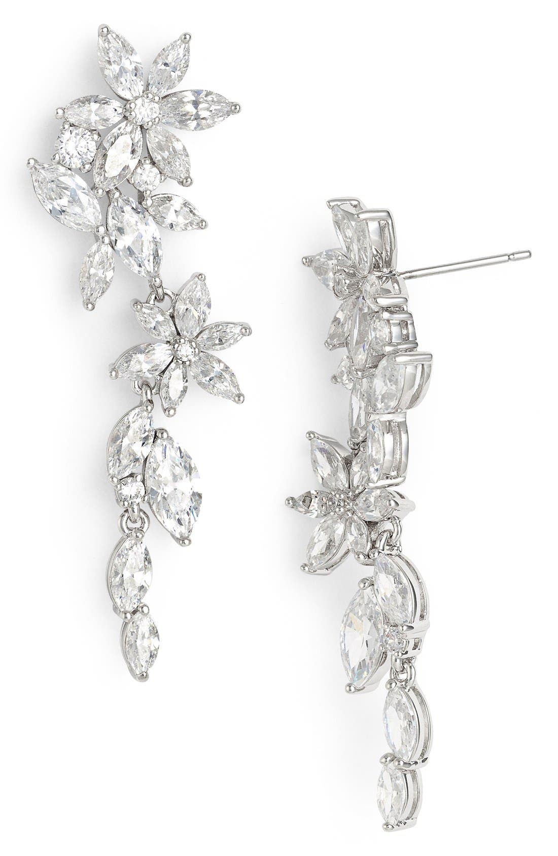 Nadri Floral Crystal Linear Drop Earrings Nordstrom