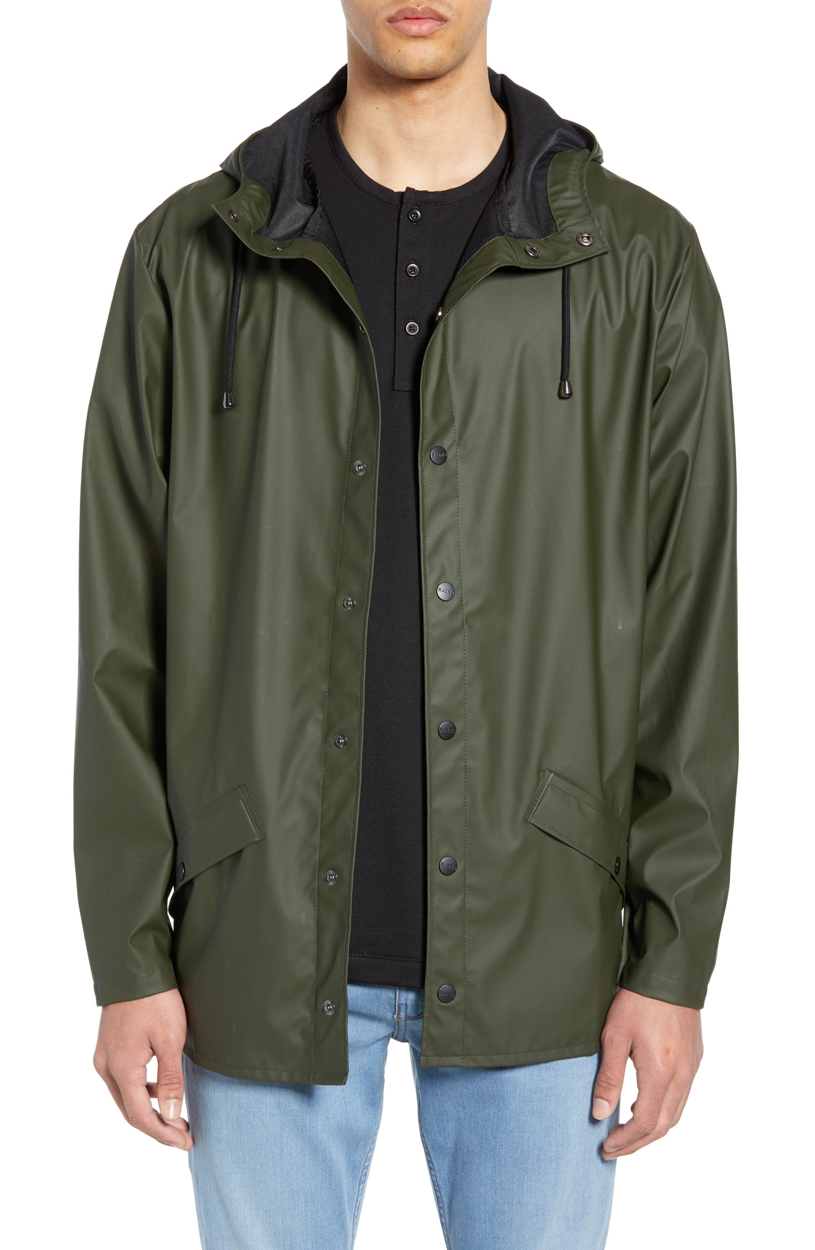 Rains Lightweight Hooded Rain Jacket, Green