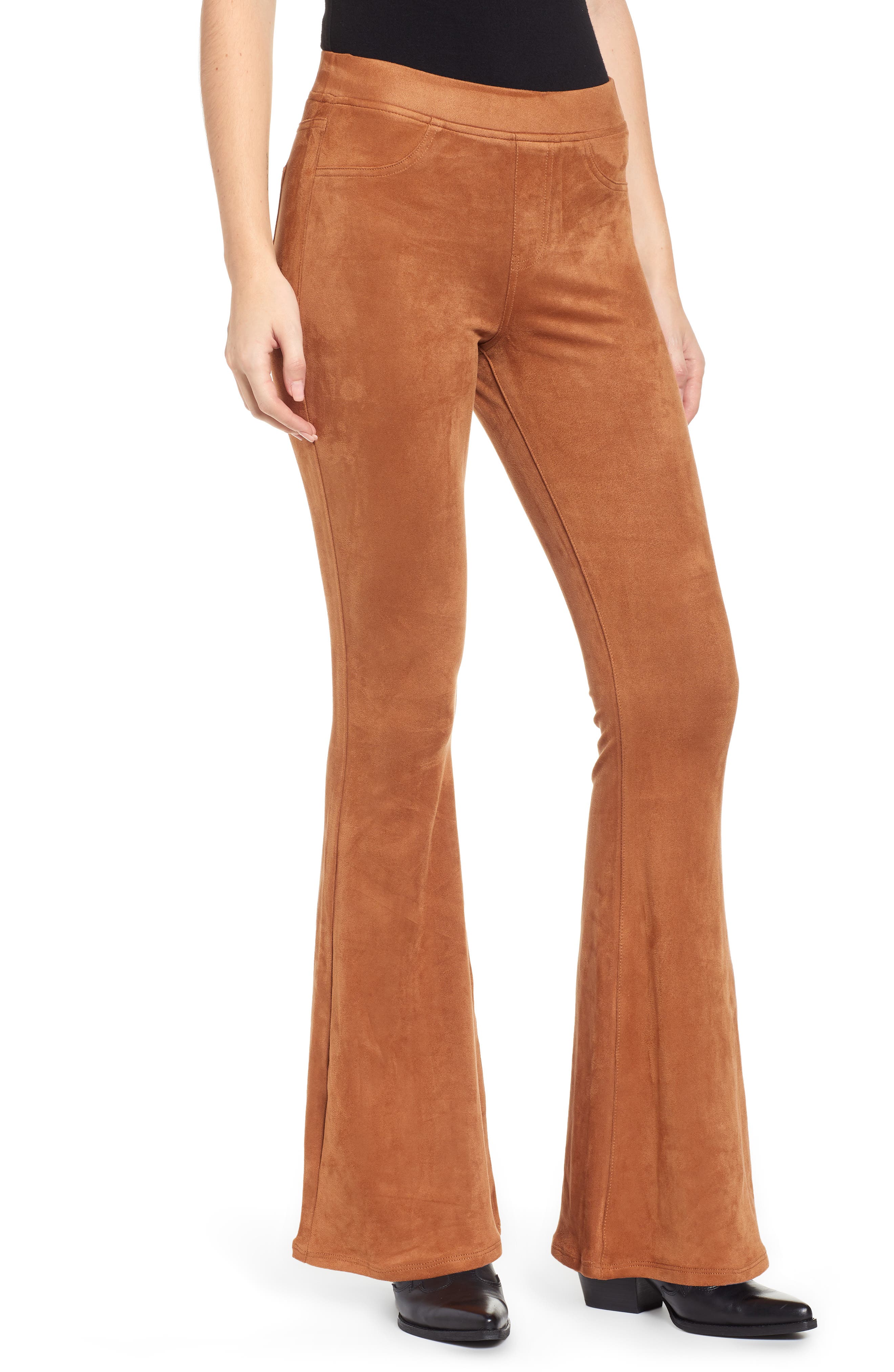 Love, Fire Faux Suede Flare Pants, Brown
