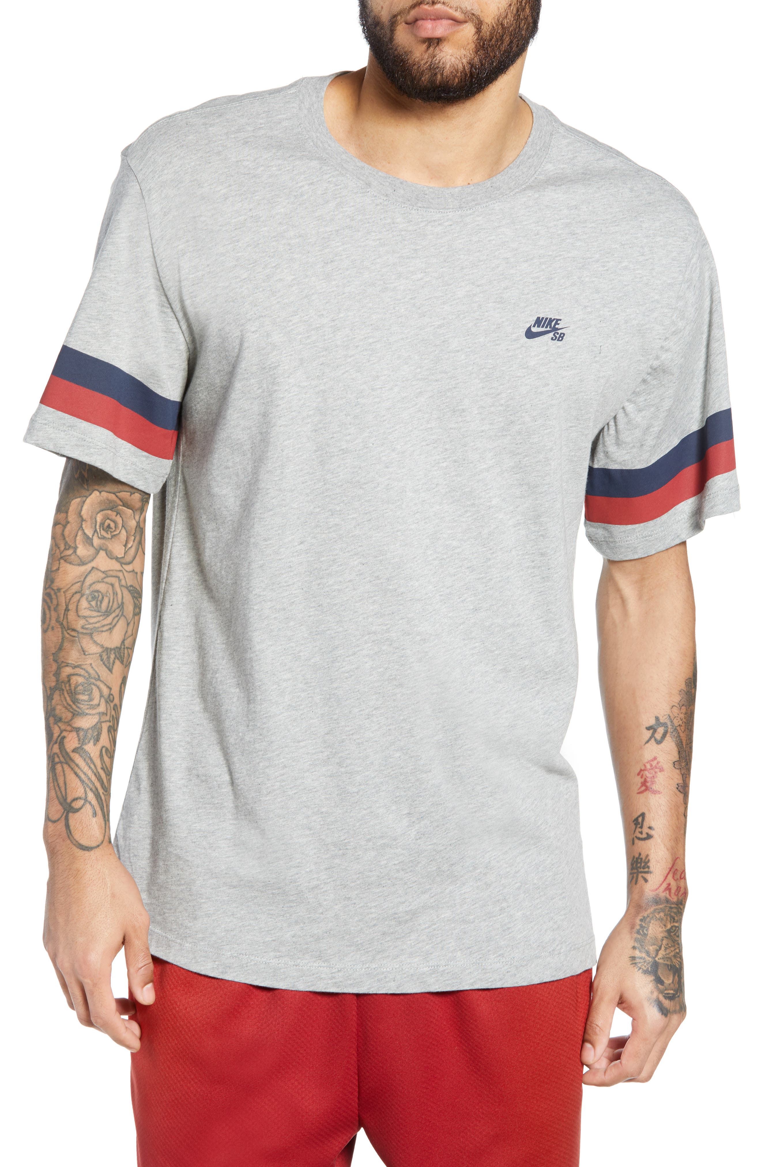 Nike Sb Sleeve Stripe T-Shirt, Grey