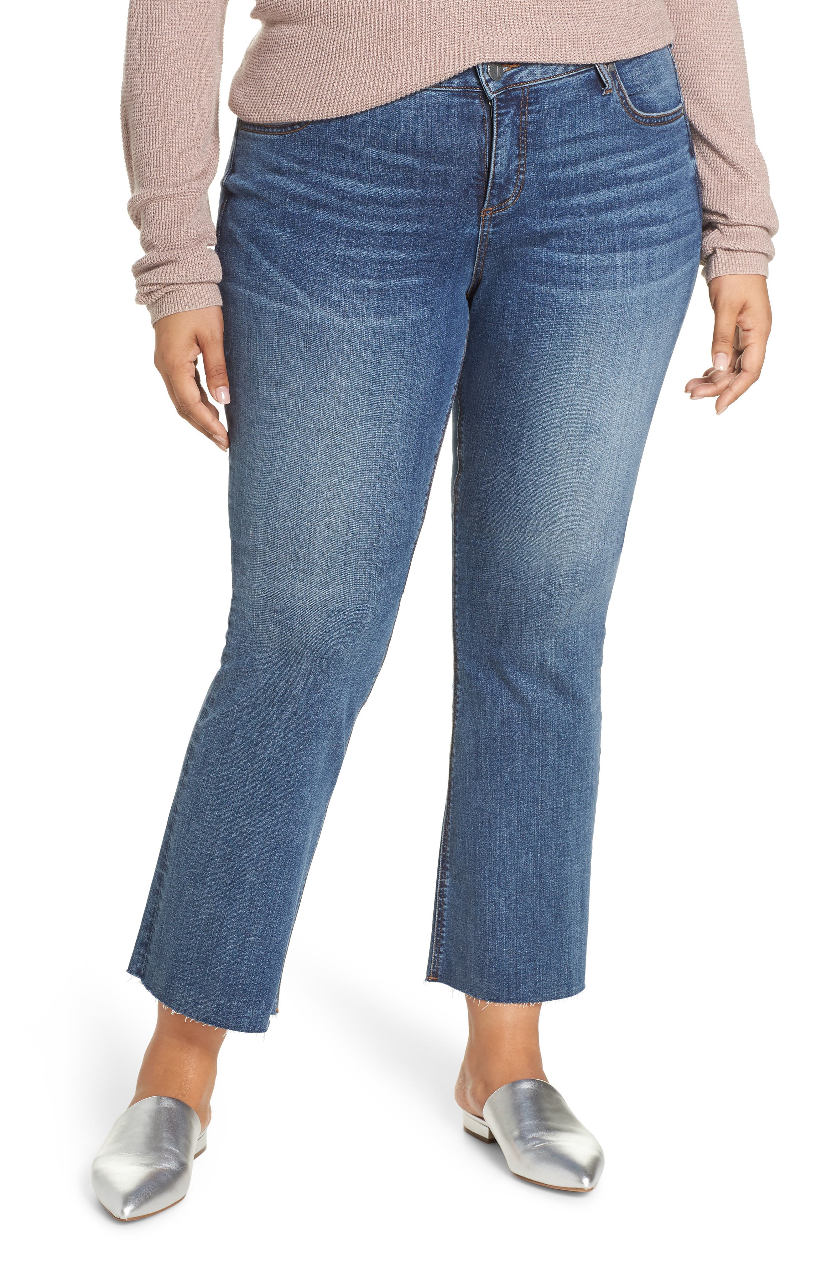 Plus Size Kut From The Kloth Stella Kick Flare Raw Hem Jeans, Blue