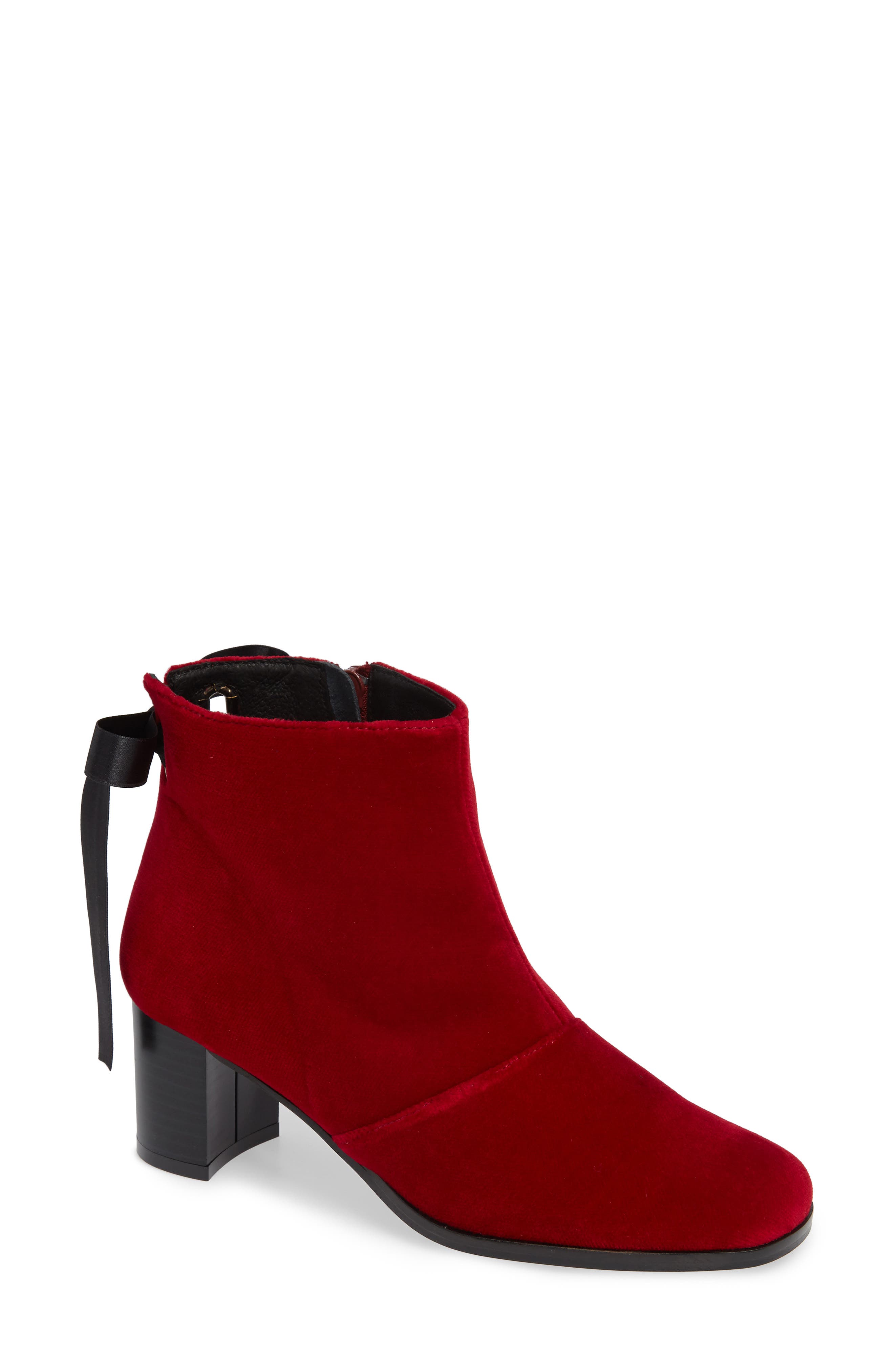 Patricia Green Veronica Velvet Ribbon Bootie, Red