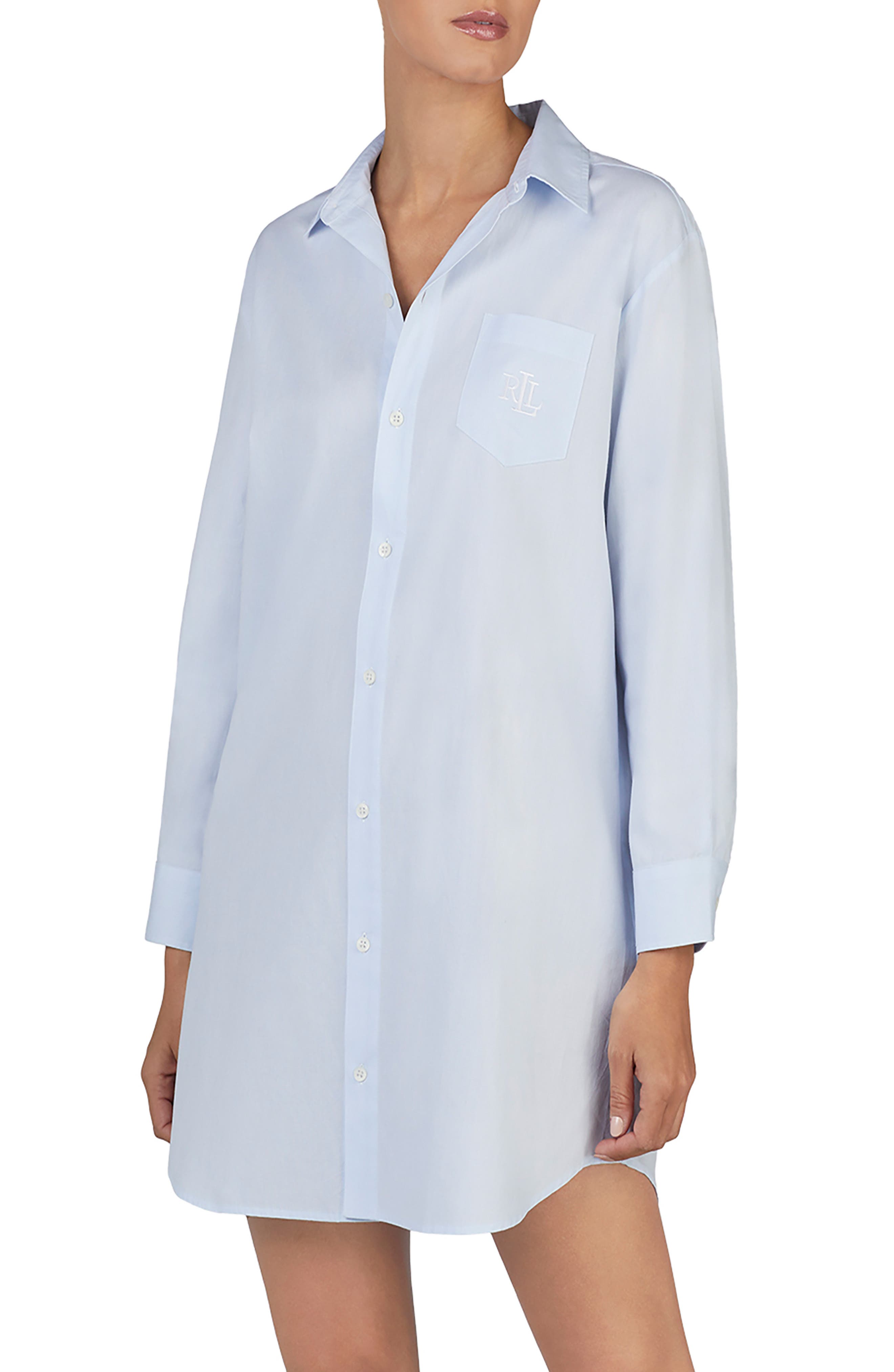 Lauren Ralph Lauren Cotton Sleep Shirt, Blue